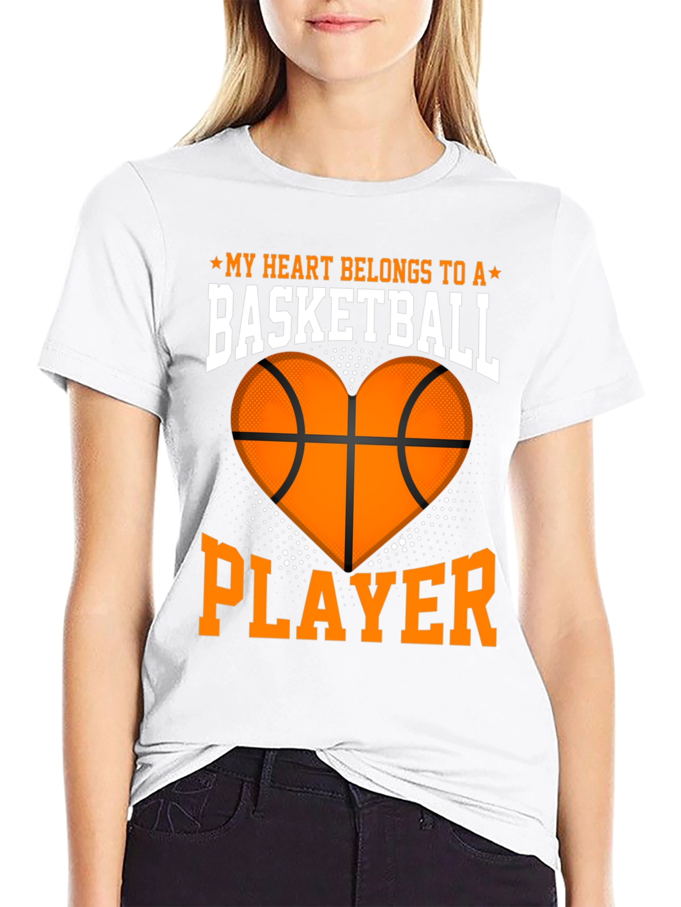Black Basketball Lover's Heart T-Shirt view 9