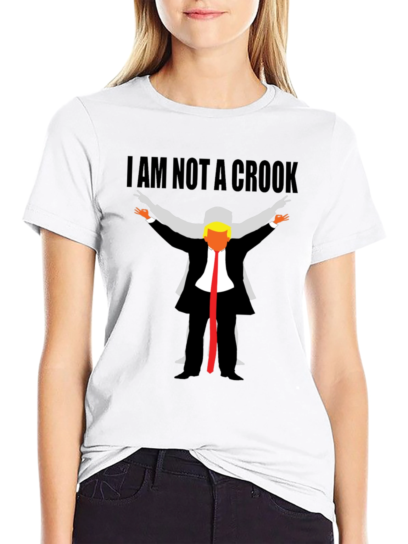 Black I Am Not A Crook Funny Political Graphic T-Shirt view 9