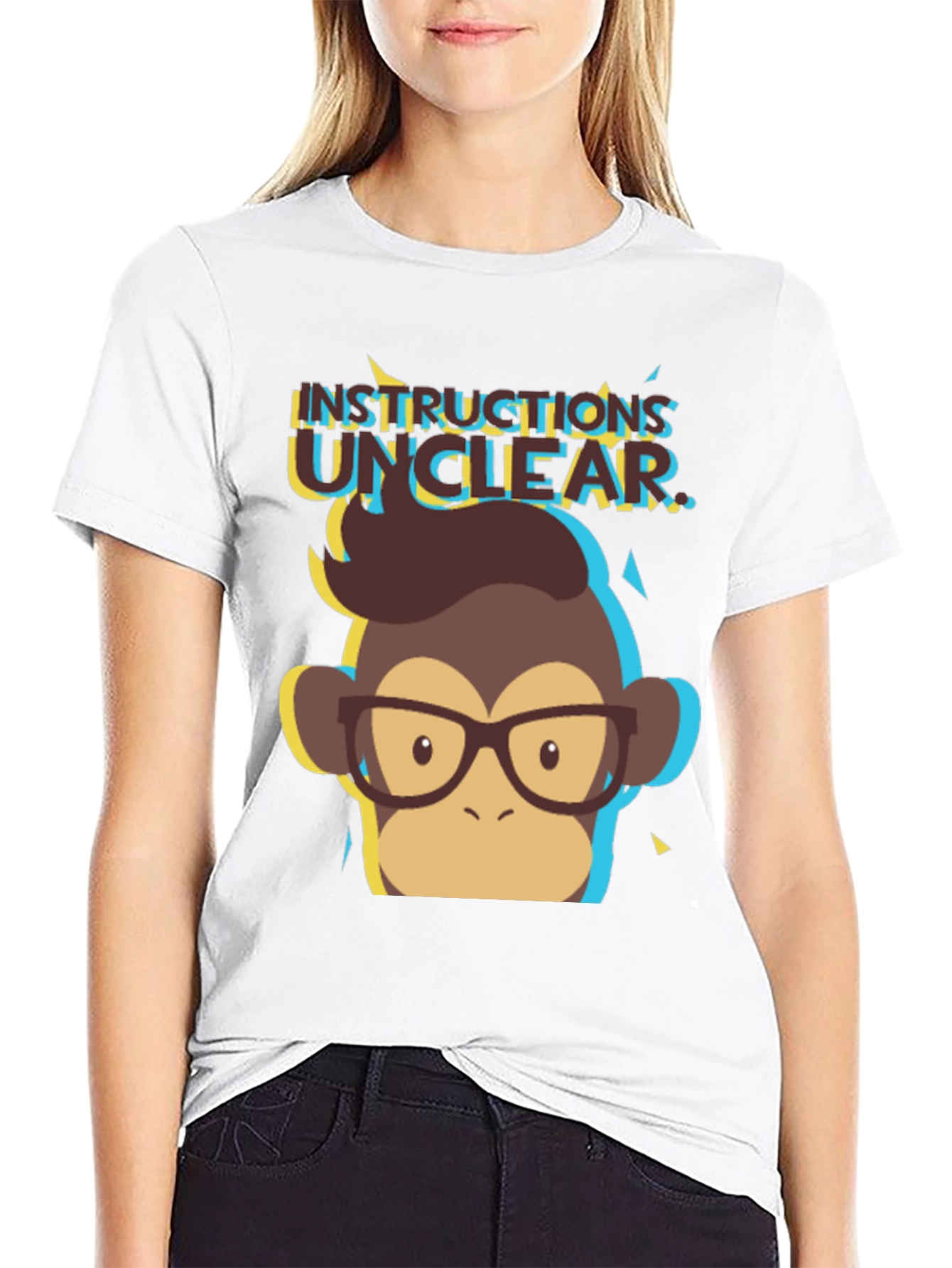 Black Instructions Unclear Monkey Graphic Tee - Black T-Shirt view 9