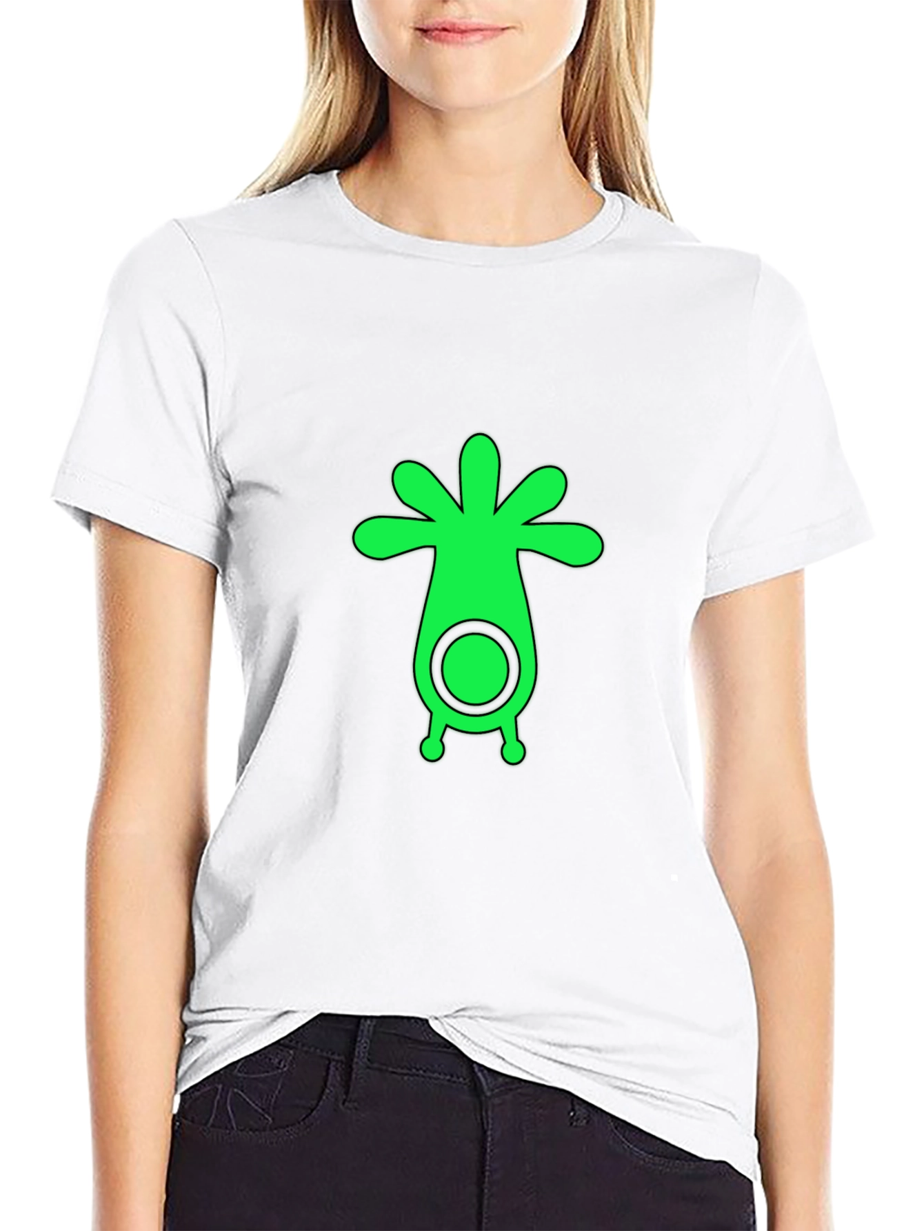 Black Men's Black T-Shirt with Green Alien Graphic view 9