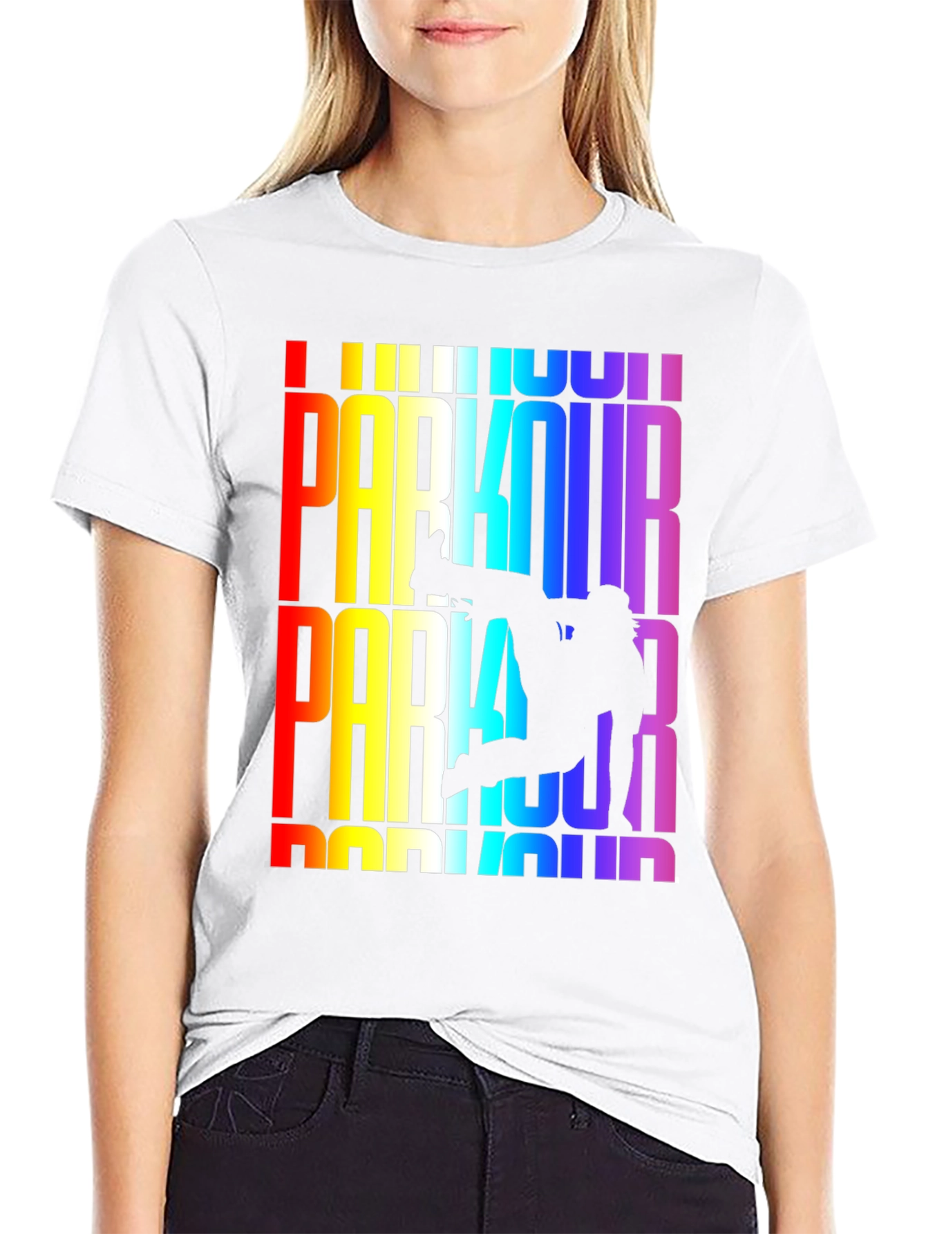 Black Rainbow Parkour Graphic Tee - Black view 9
