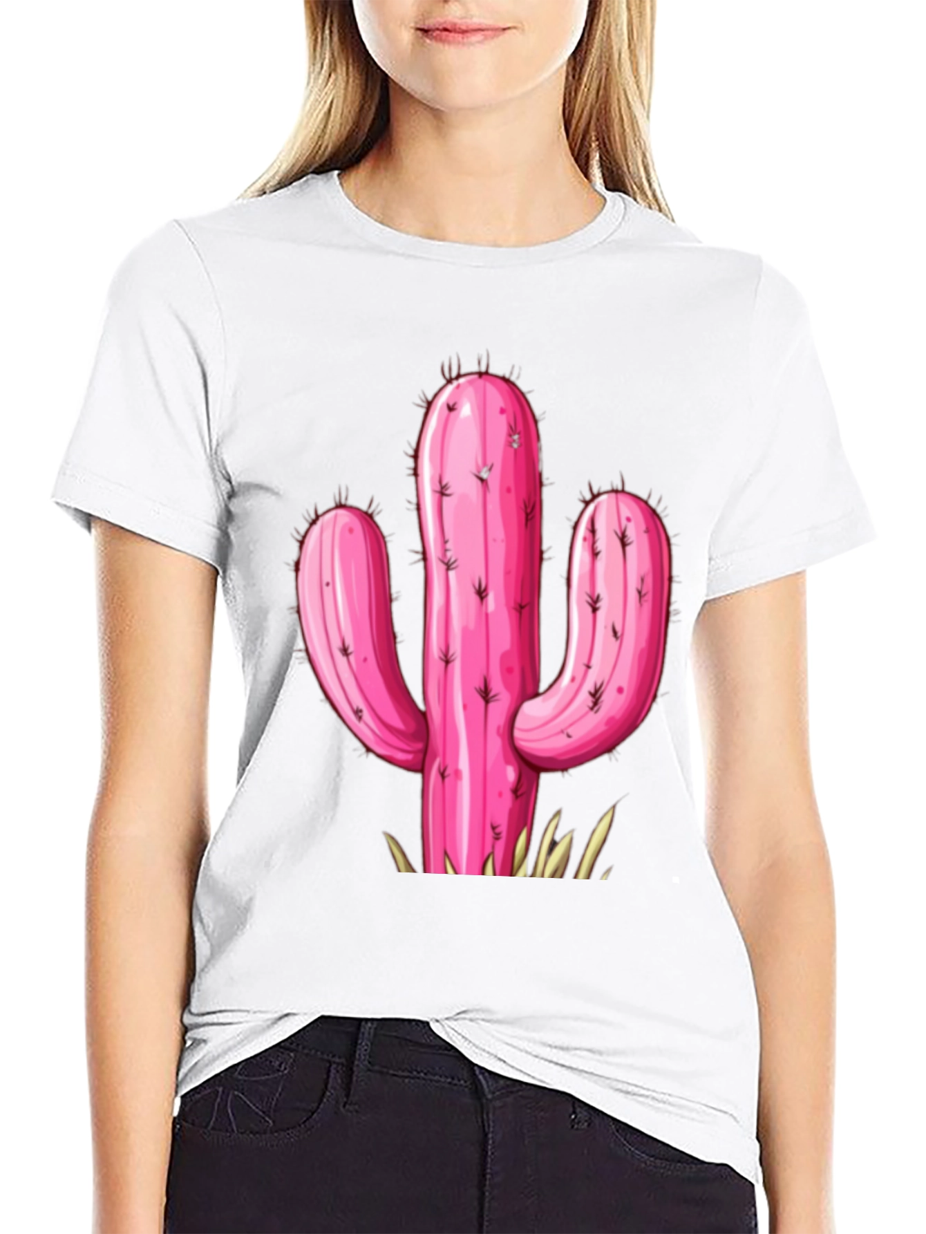 Black Pink Cactus Graphic Tee - Stylish Desert Vibe T-Shirt view 9