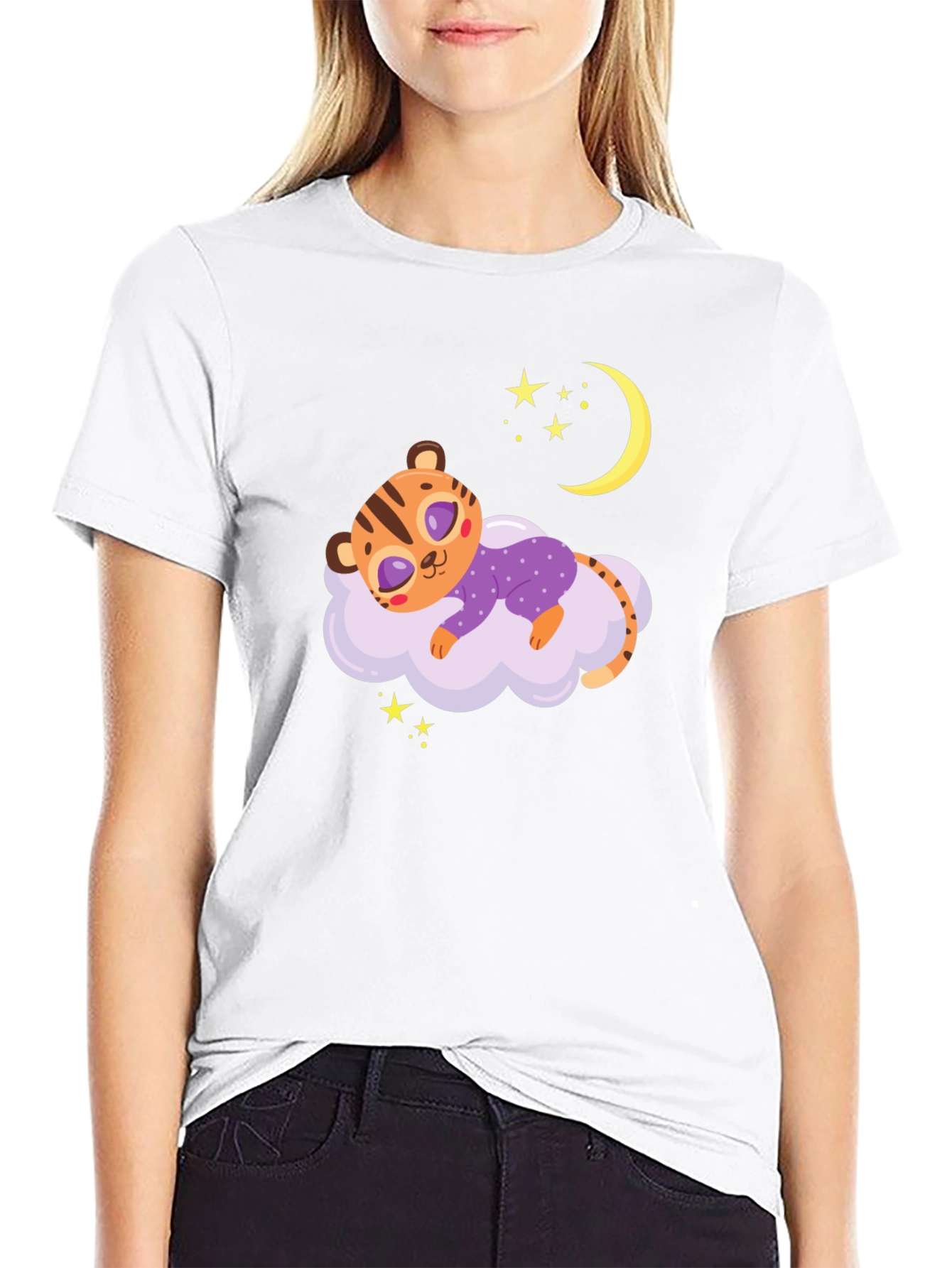 Black Cute Sleeping Tiger Tee view 9