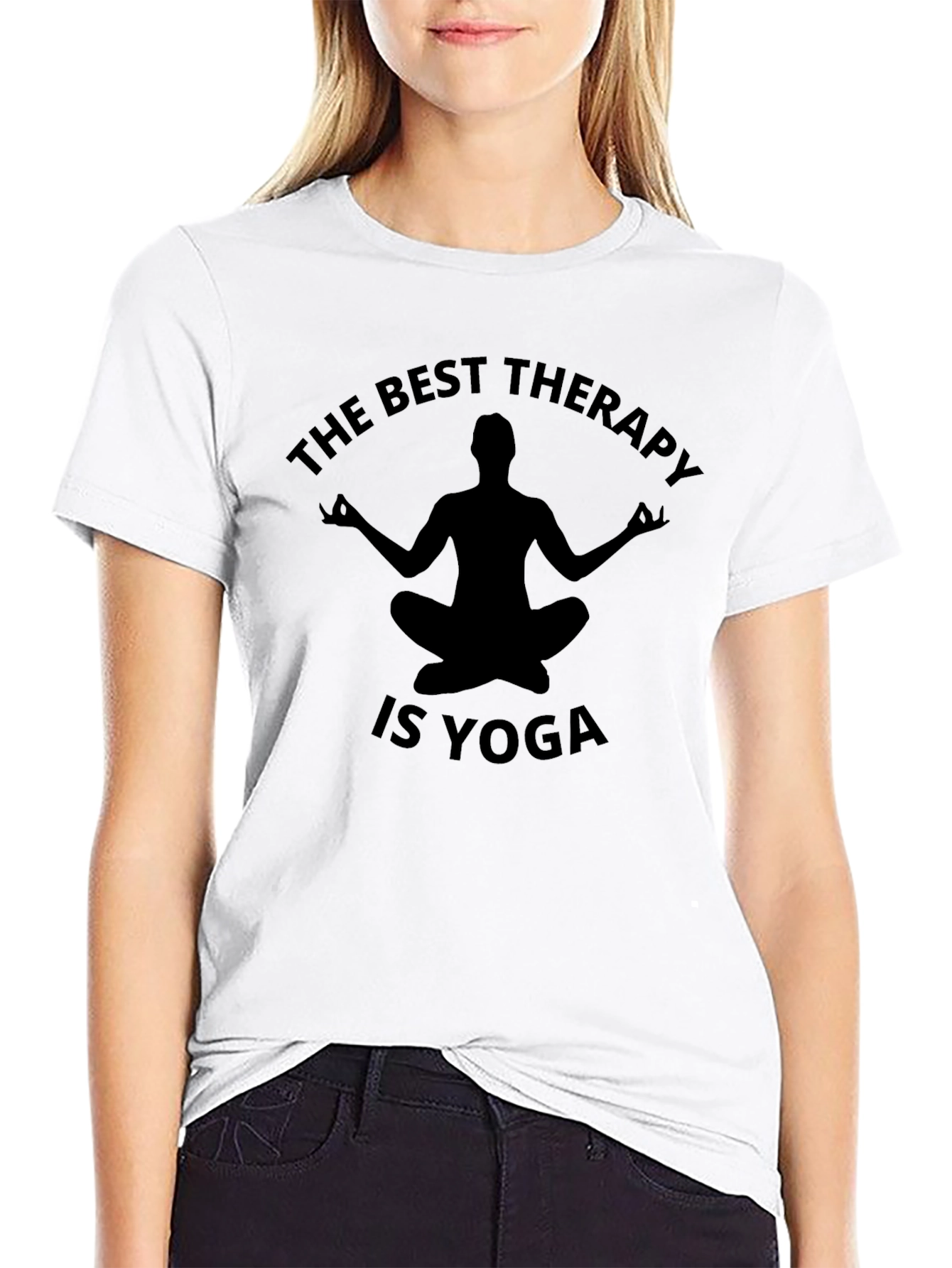 Black The Best Therapy Is Yoga Men's T-Shirt Black view 9