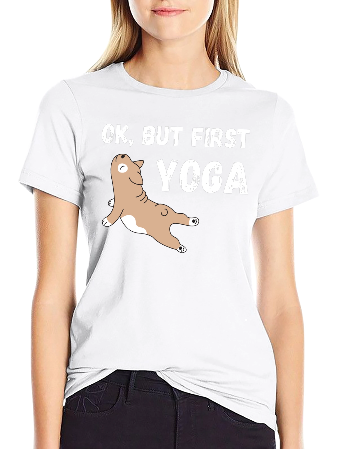 Black Yoga Dog Graphic Tee - Funny Workout Shirt view 9