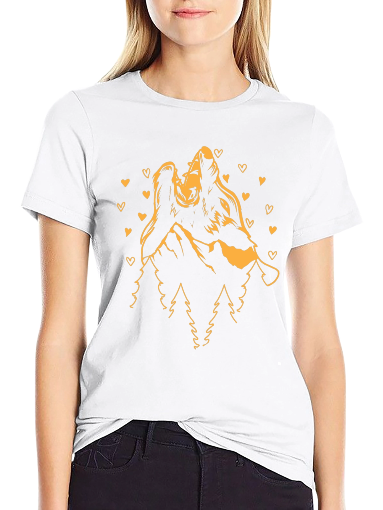 Black Wolf Couple Love Mountain T-Shirt view 9