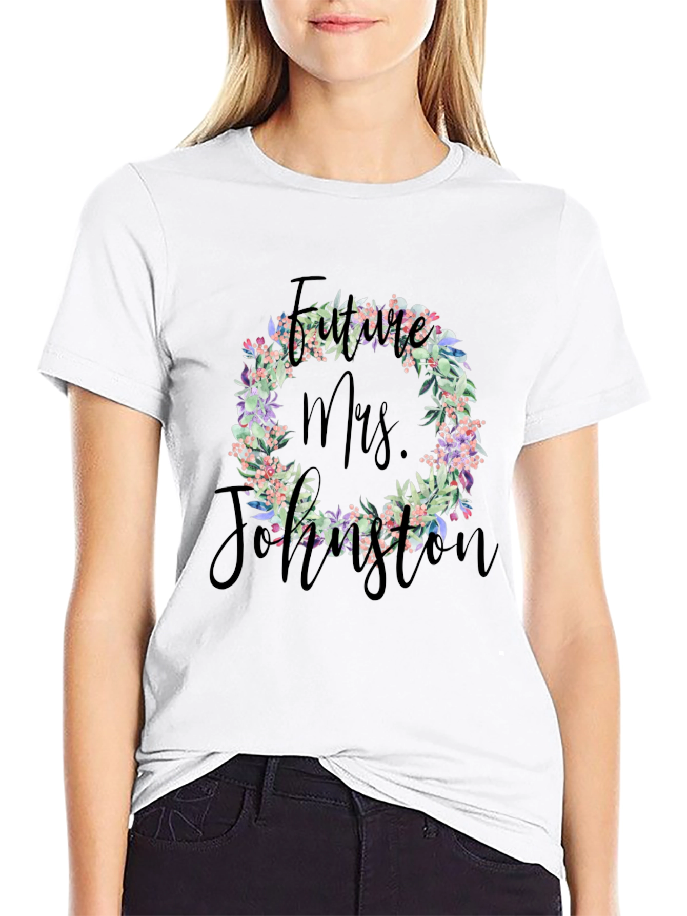 Black Future Mrs. Floral Wreath T-Shirt view 9