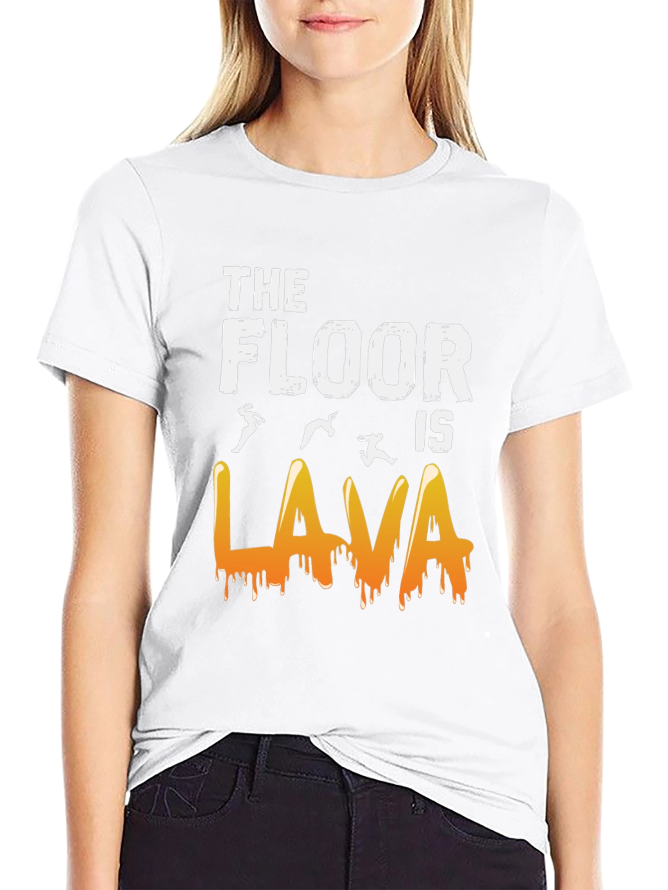 Black The Floor is Lava Graphic Tee - Fun Novelty T-Shirt view 9