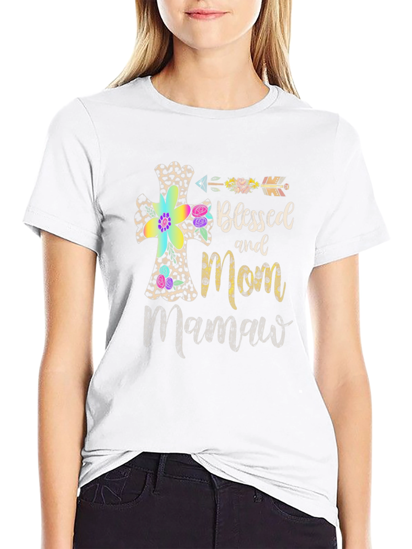 Black Blessed Mom Mamaw T-Shirt view 9