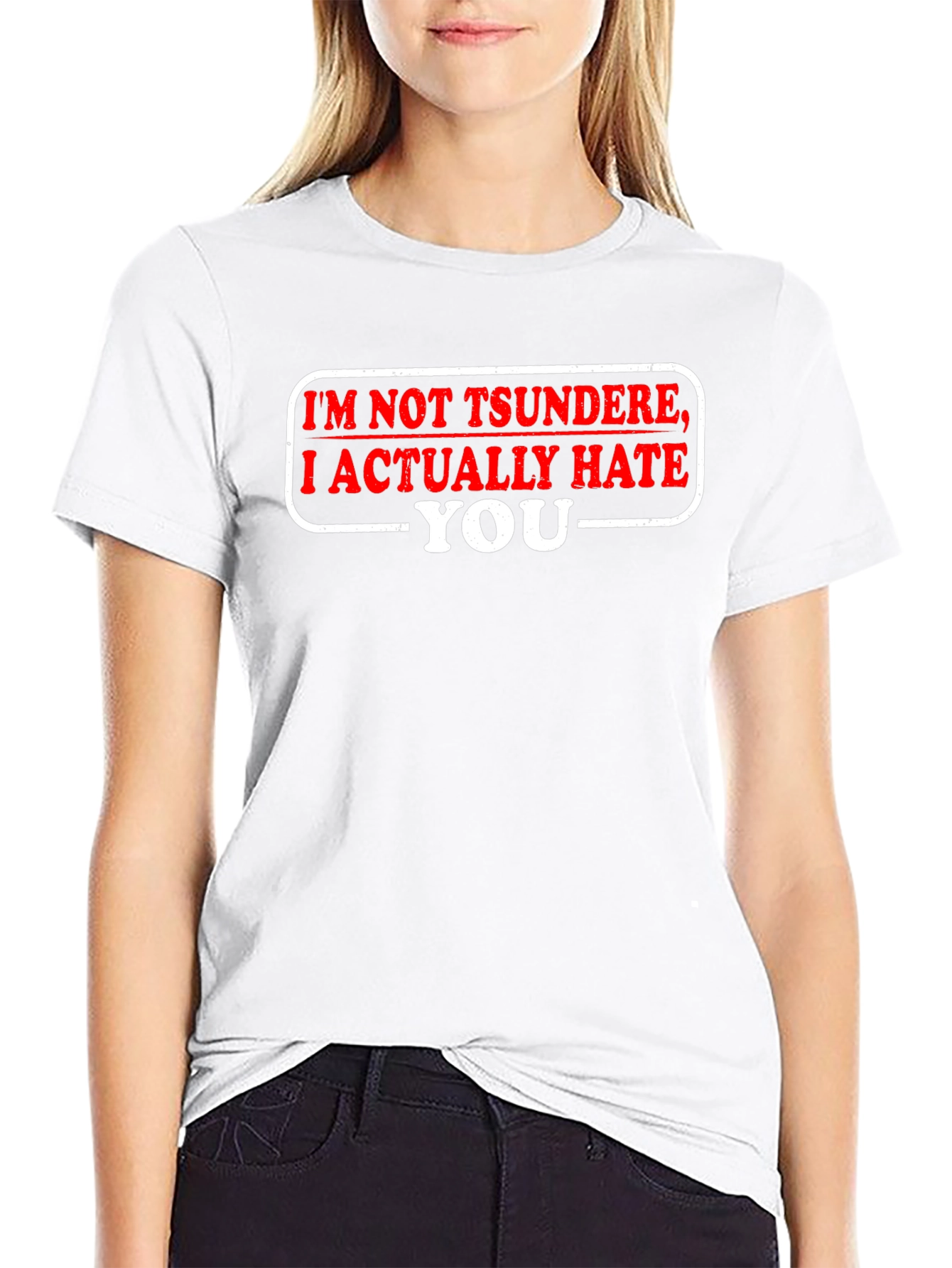 Black Tsundere Hate You Funny Black T-Shirt view 9