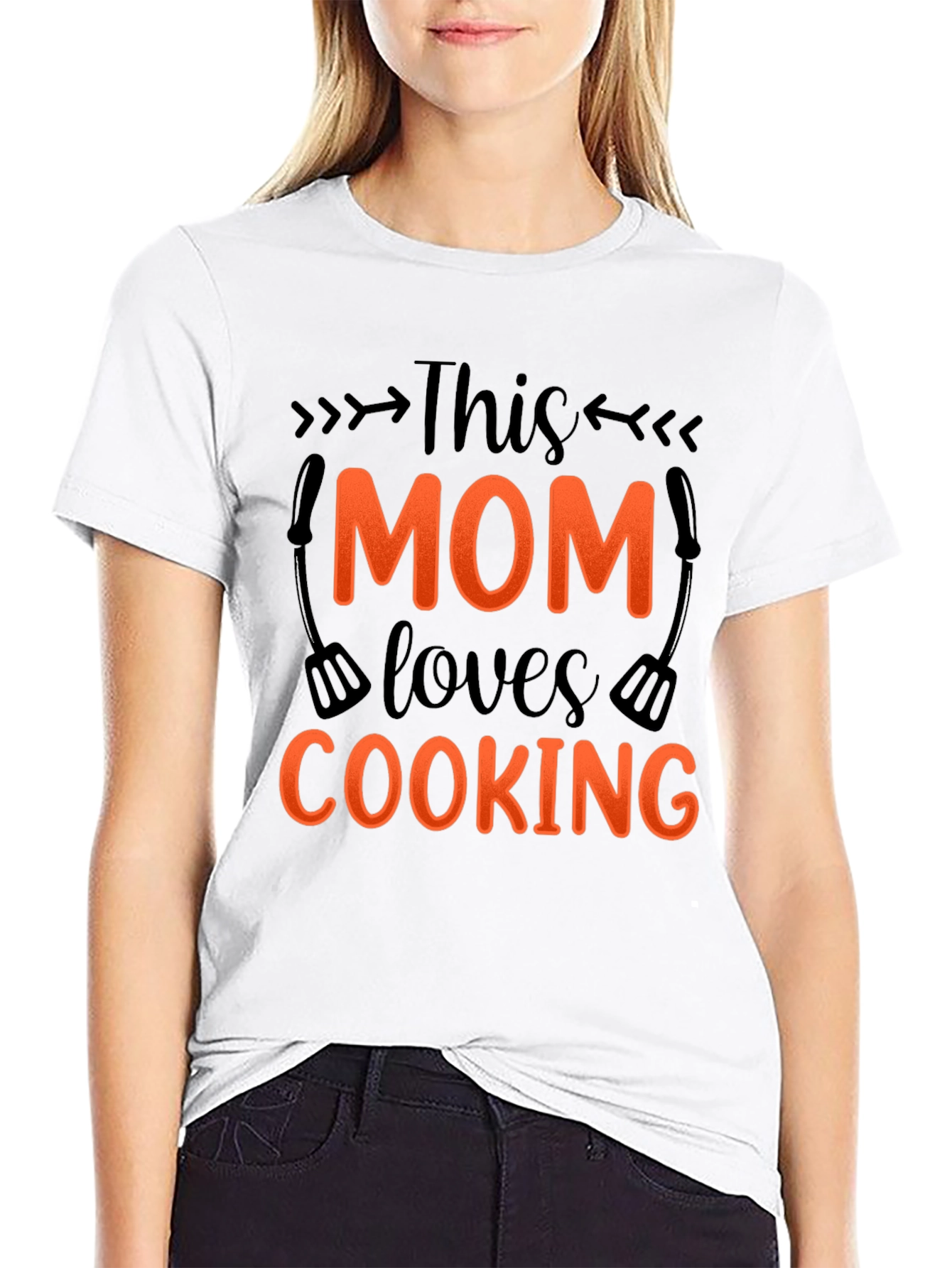 Black This Mom Loves Cooking - Graphic T-Shirt view 9