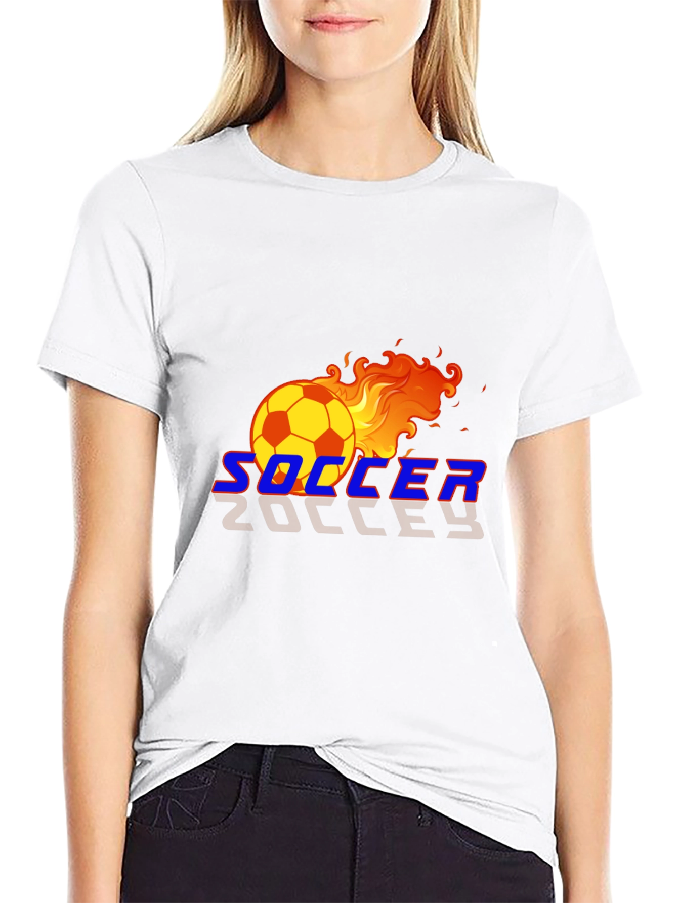 Black Flaming Soccer Ball Graphic T-Shirt view 9