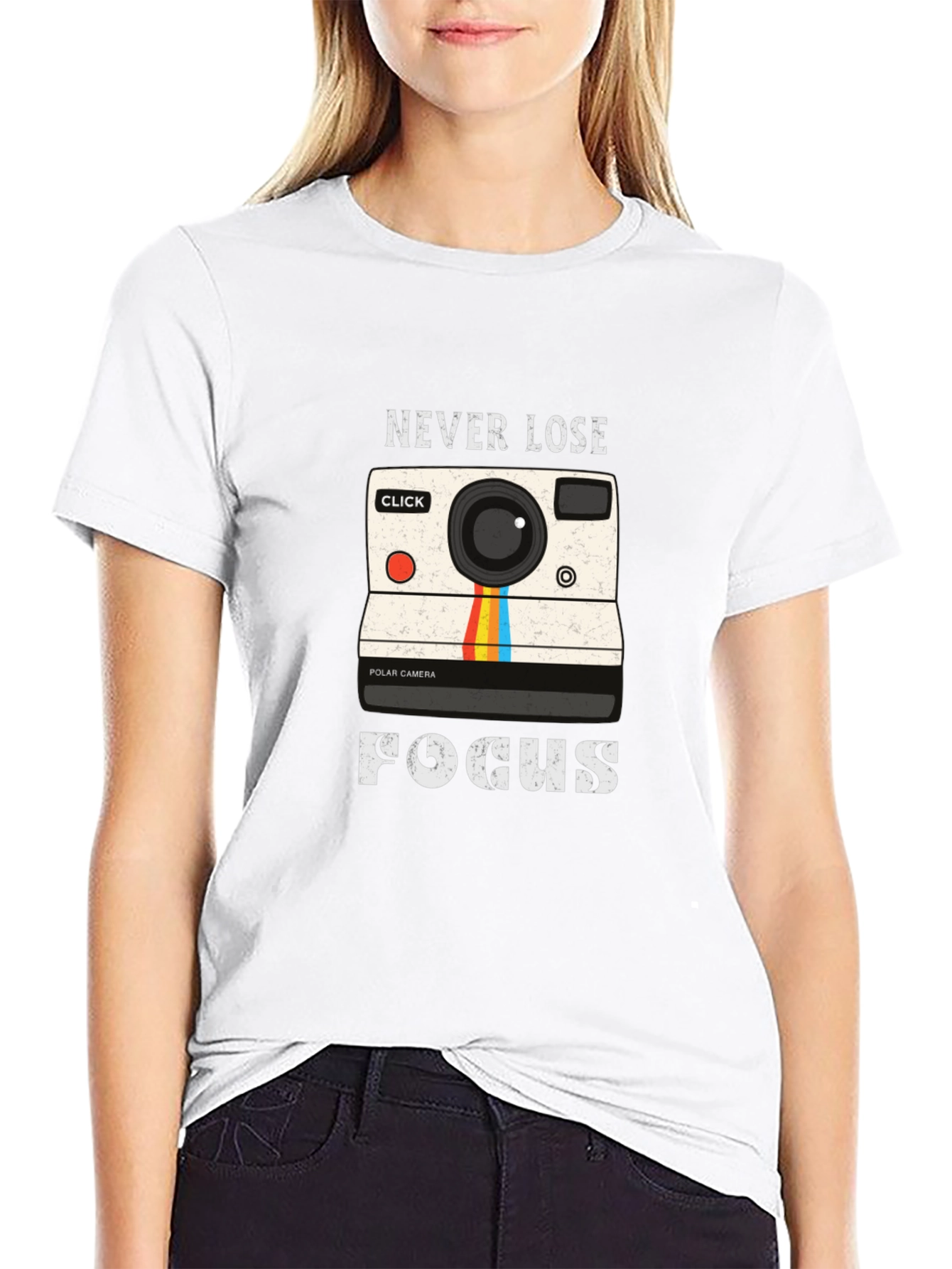 Black Never Lose Focus Camera Graphic Tee view 9