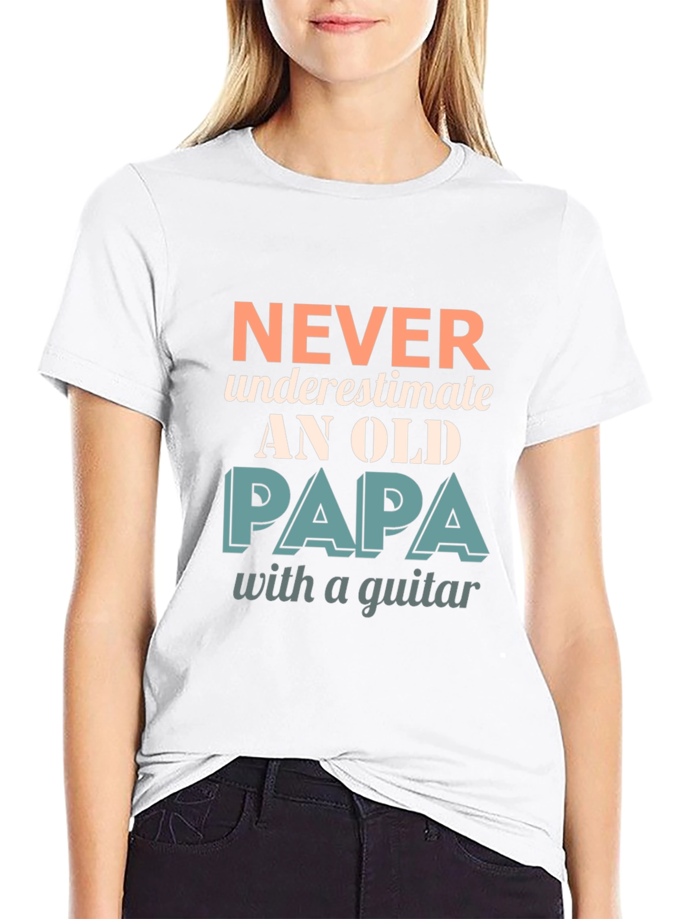 Black Never Underestimate Old Papa with a Guitar T-Shirt view 9