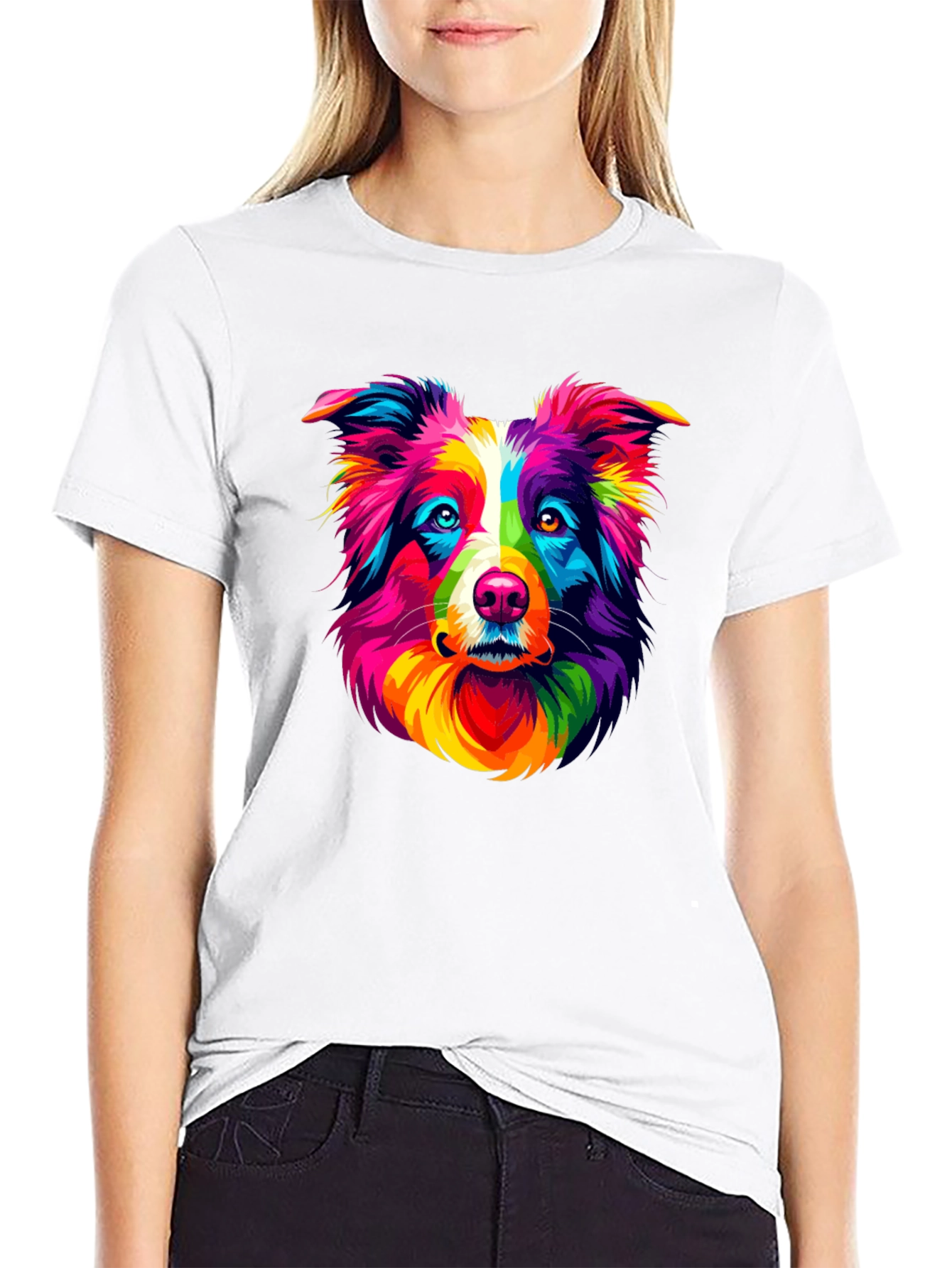 Black Colorful Dog Graphic Tee - Bold Pet Lover T-Shirt view 9