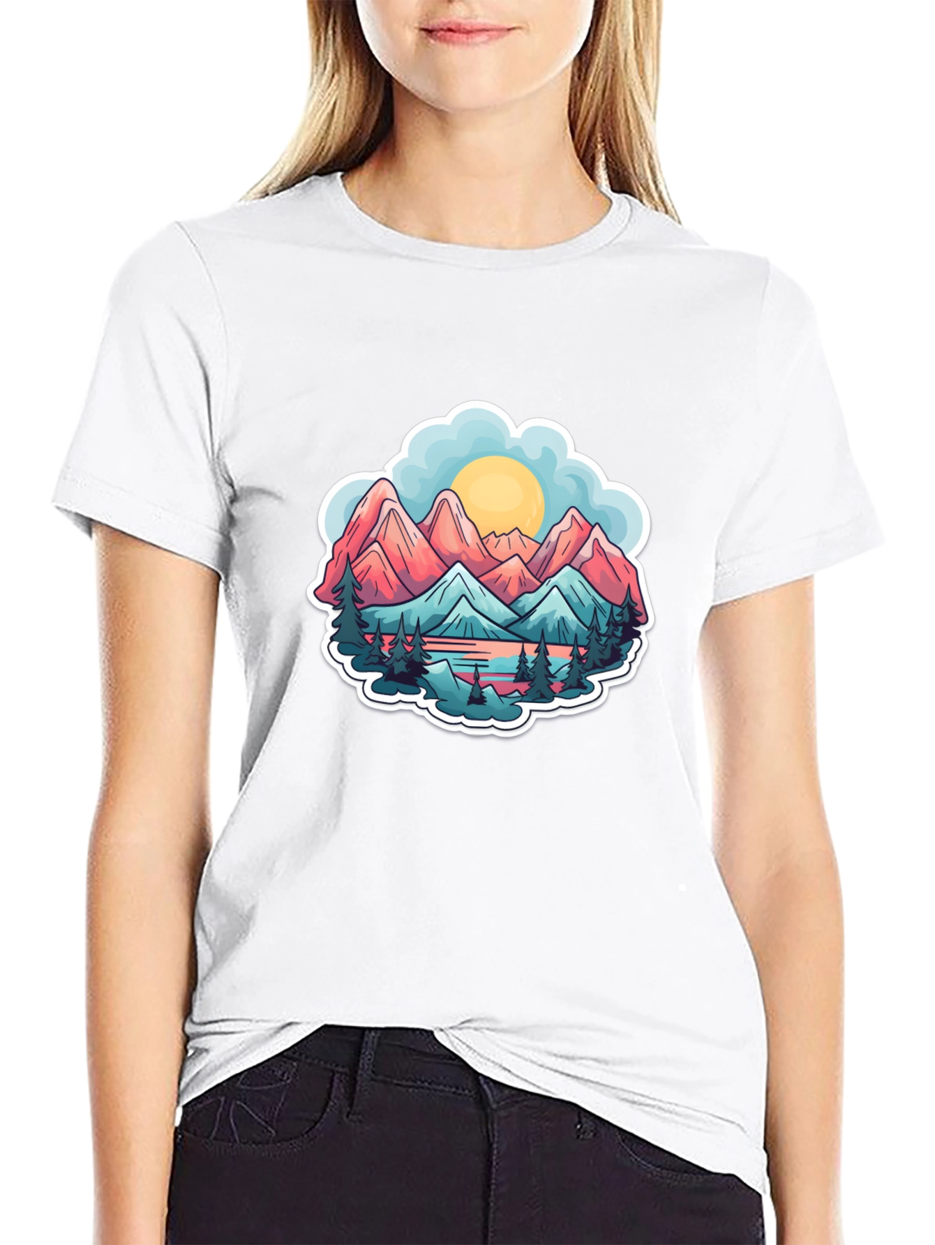 Black Mountain Scene Graphic T-Shirt view 9
