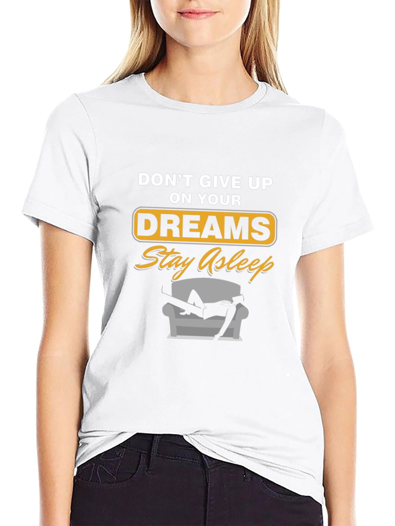 Black Funny Dreams Stay Asleep Graphic Tee view 9