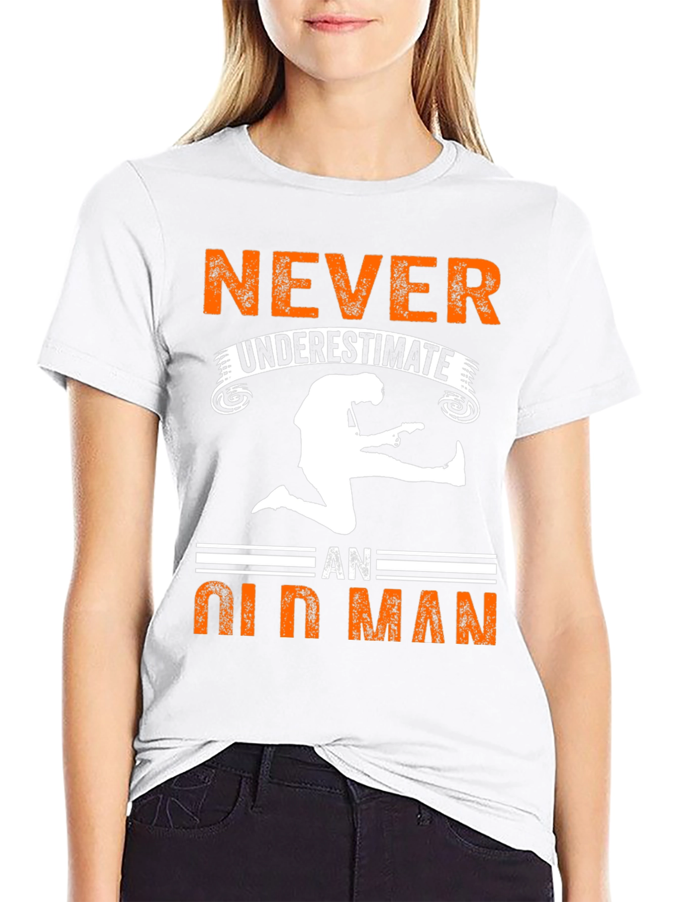 Black Never Underestimate Old Man Graphic Tee view 9