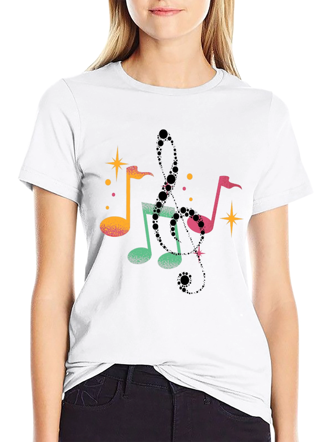 Black Musical Notes Black T-Shirt view 9