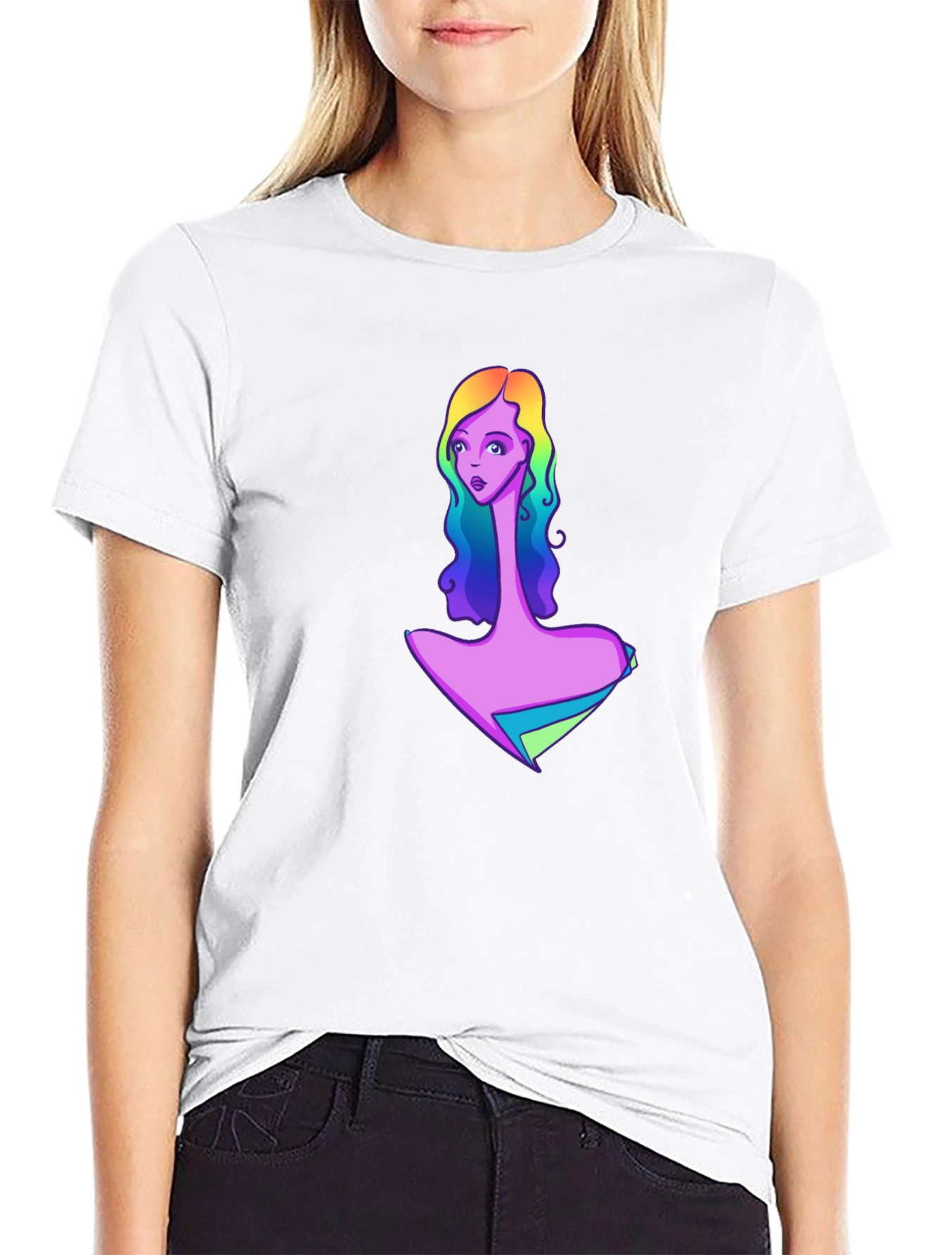 Black Rainbow Girl Graphic Black T-Shirt view 9