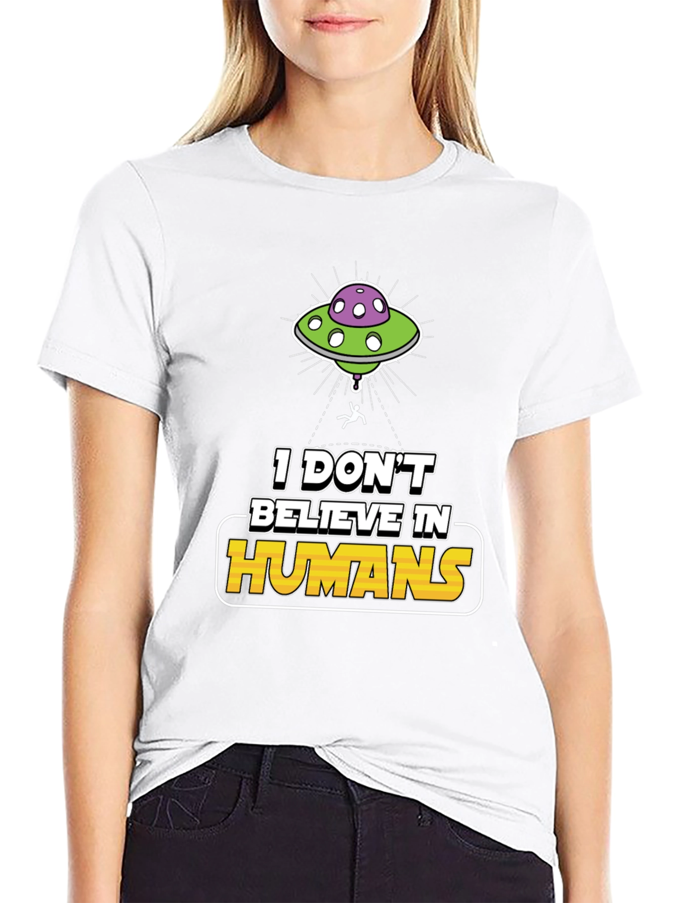 I Don't Believe In Humans Alien Graphic Tee - 9
