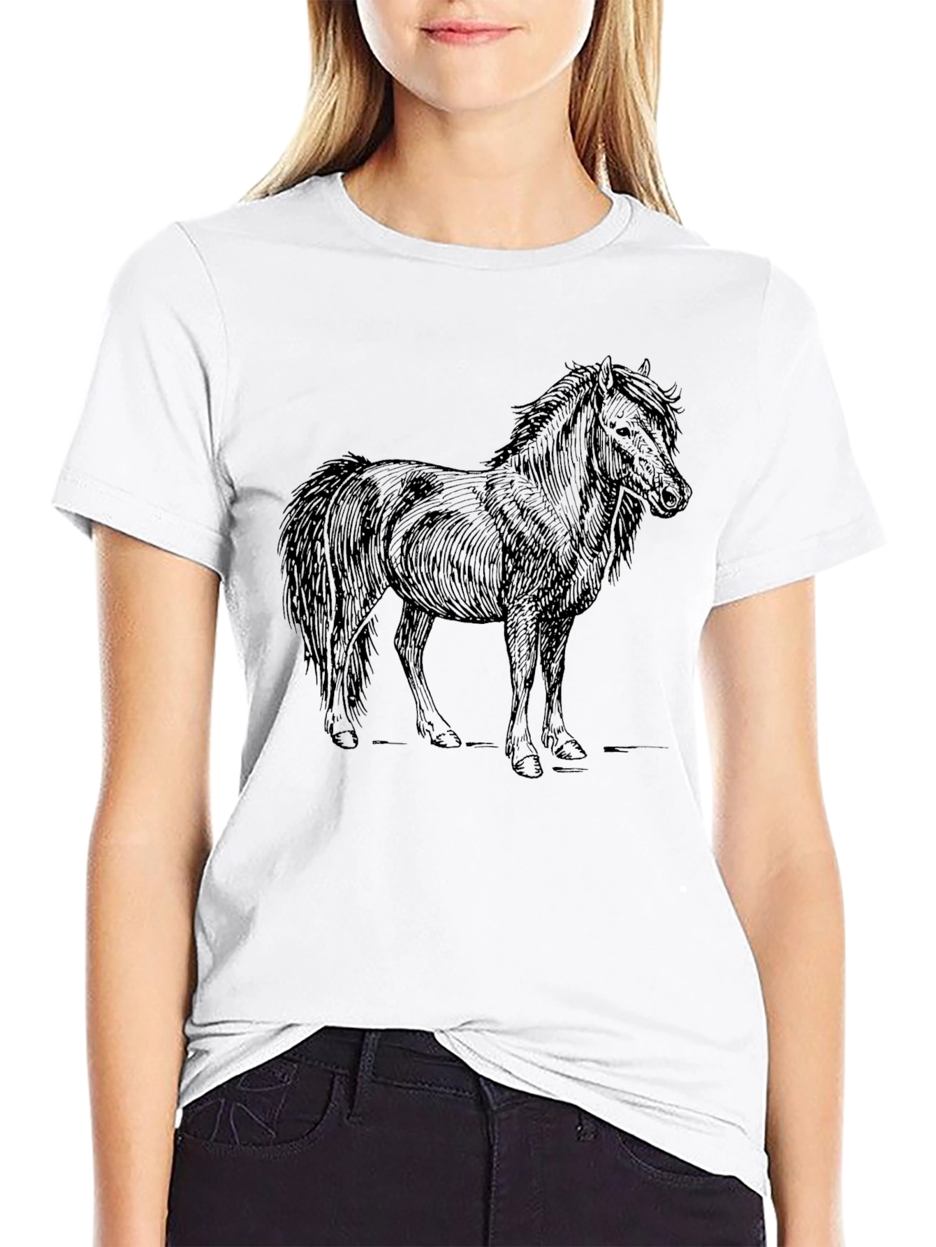 Black Black Horse Graphic Tee - Unisex Casual T-Shirt view 9