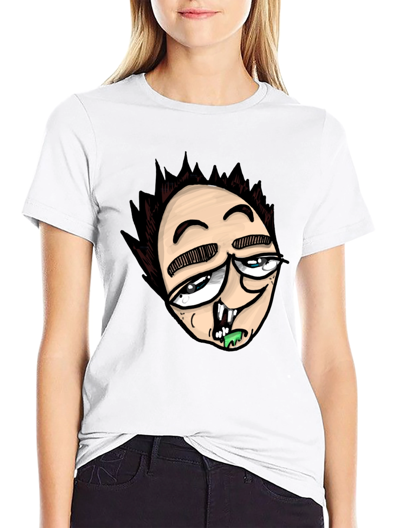 Black Cartoon Character Graphic Print Black T-Shirt view 9