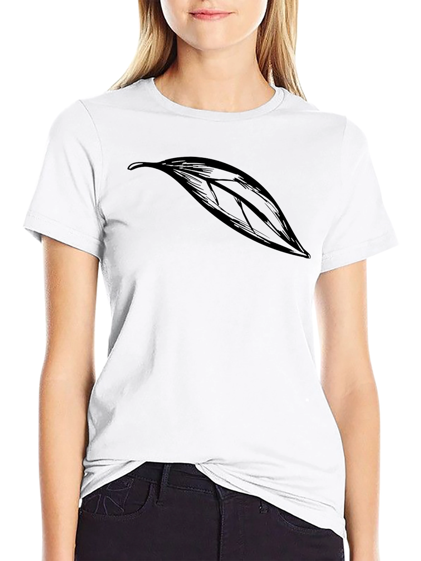 Black Men's Black Leaf Graphic Tee - Casual Style view 9