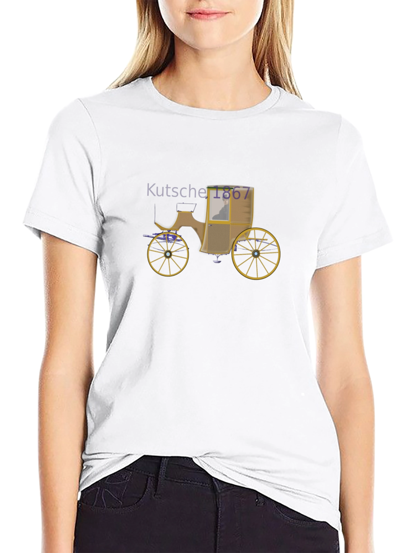 Black Vintage Carriage Graphic Tee - Classic Style view 9