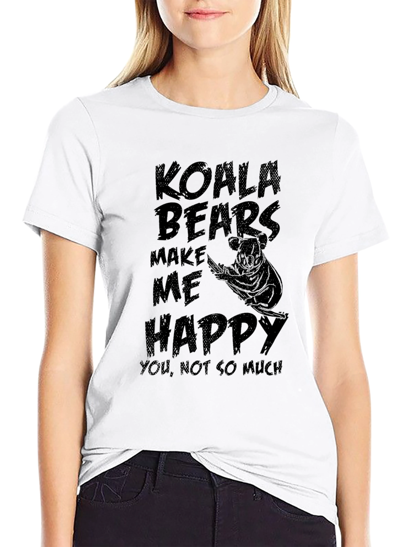 Black Koala Bears Make Me Happy Graphic T-Shirt view 9