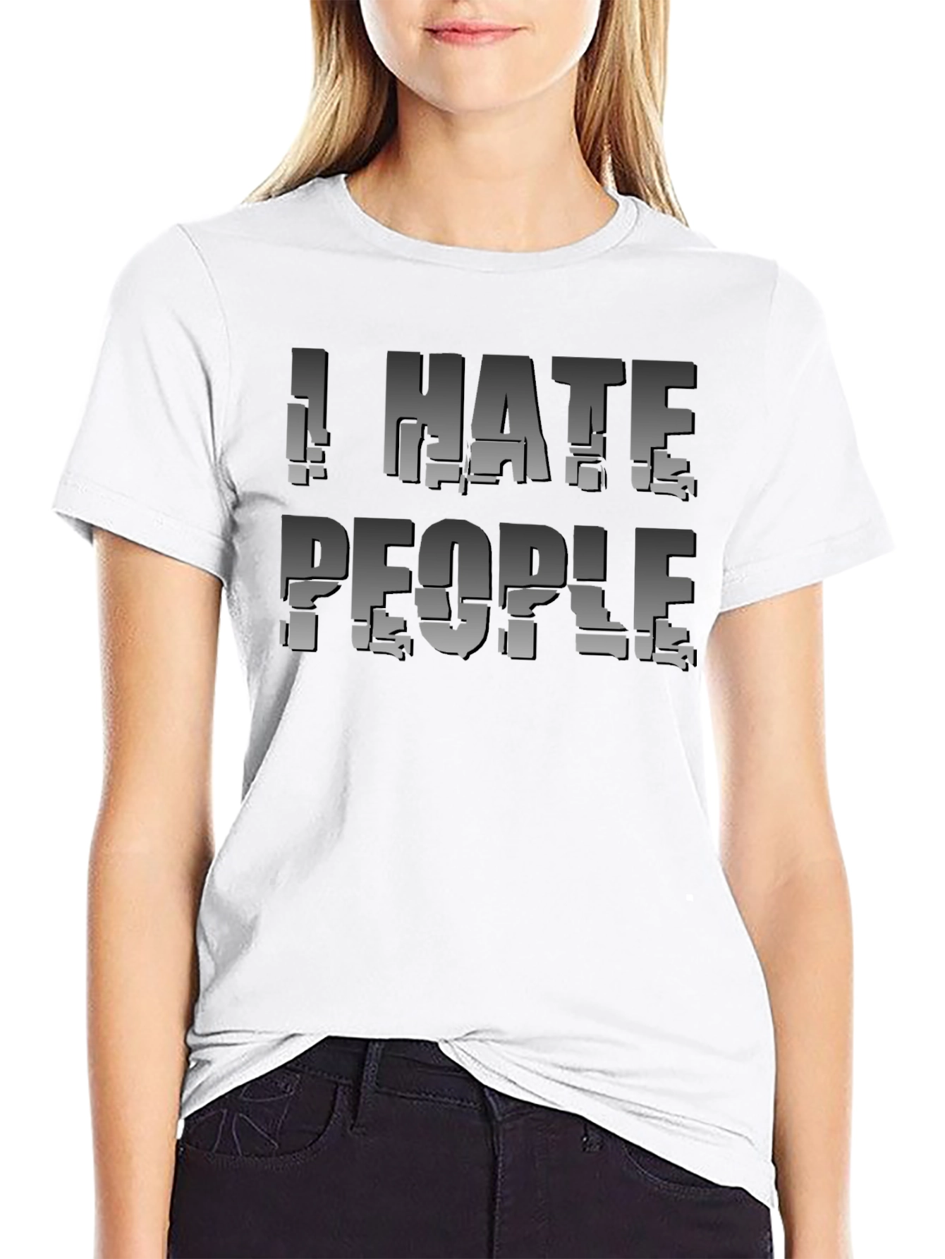 Black I Hate People Graphic Tee - Funny Sarcastic T-Shirt view 9