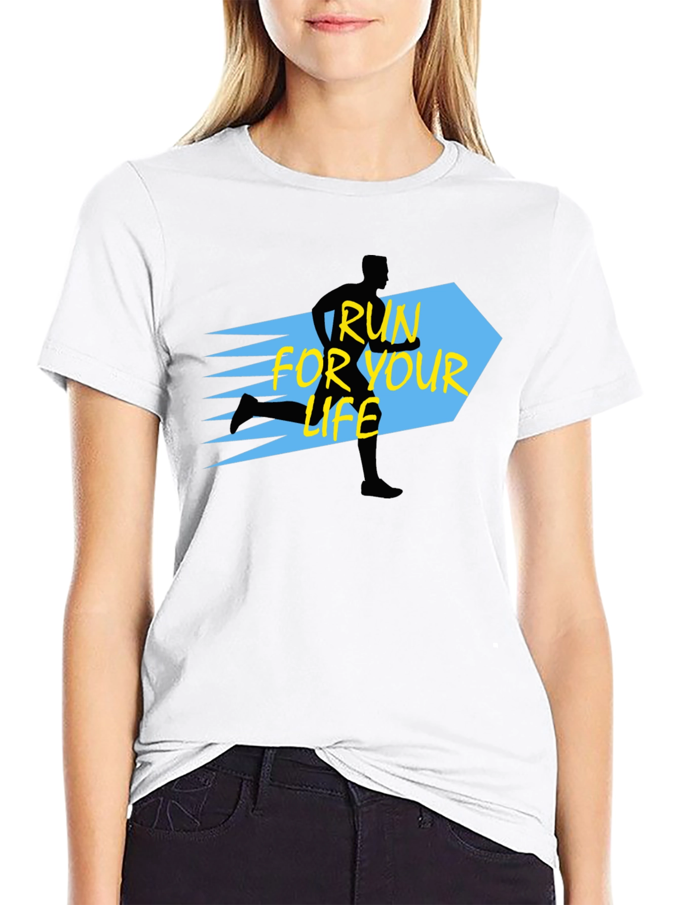 Black Run For Your Life Black Graphic Tee view 9