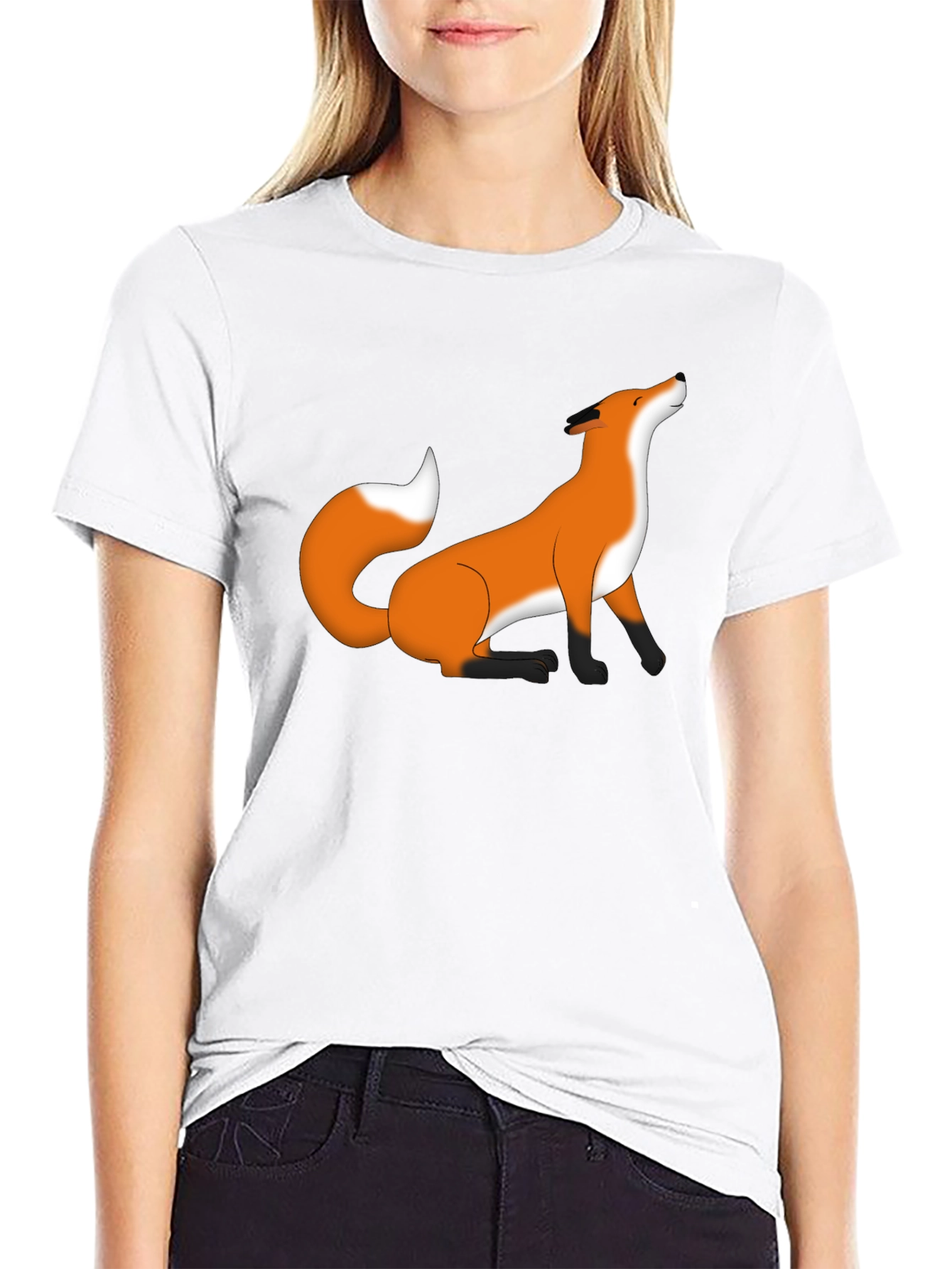 Black Fox Graphic Black T-Shirt - Unique Animal Print view 9