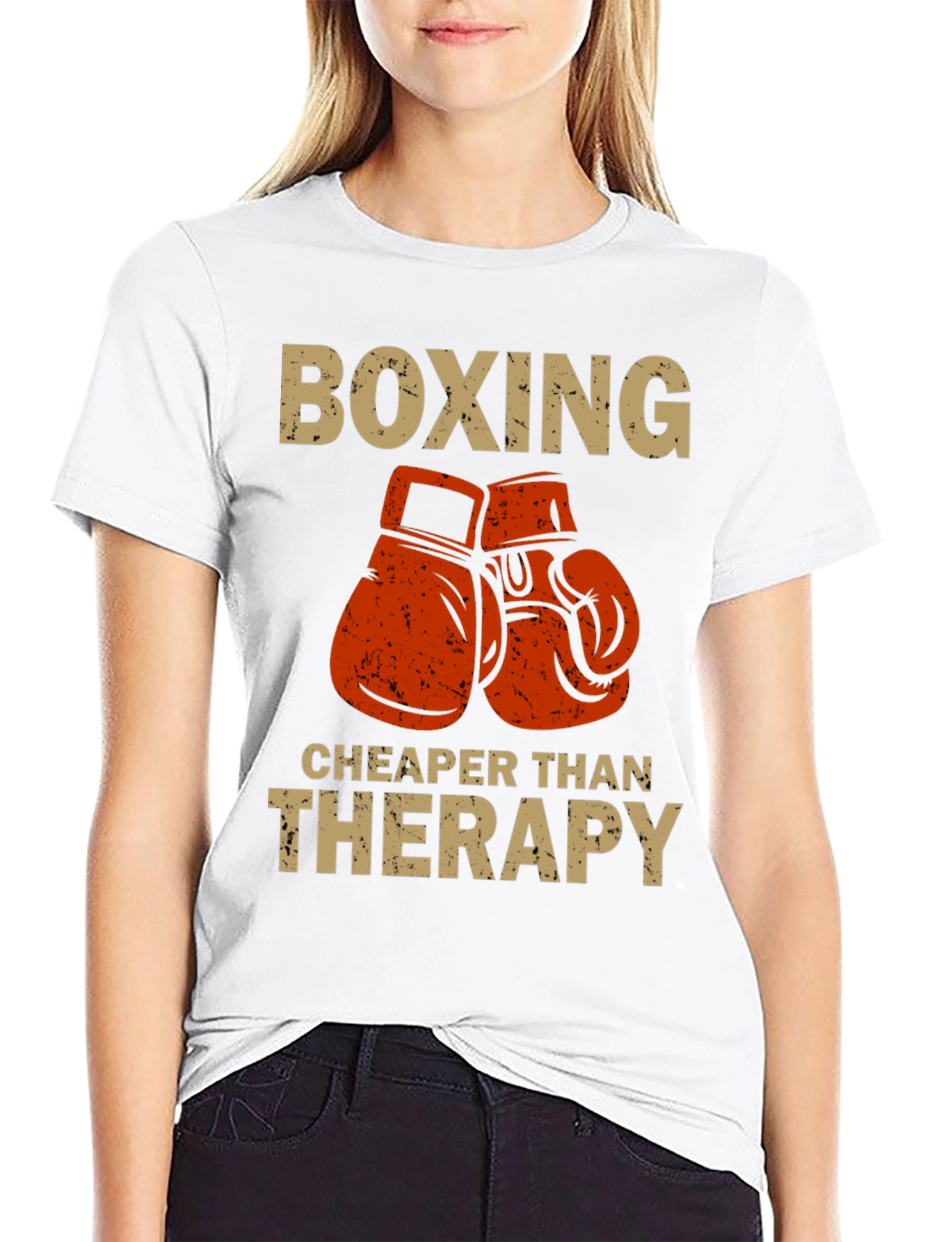 Black Boxing Cheaper Than Therapy T-Shirt view 9