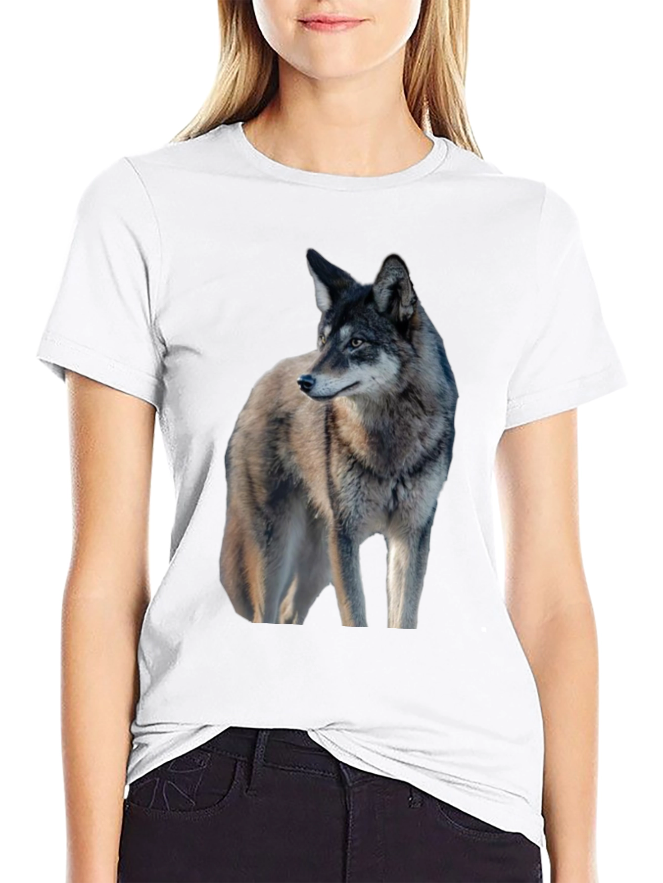 Black Wolf Graphic Black T-Shirt view 9
