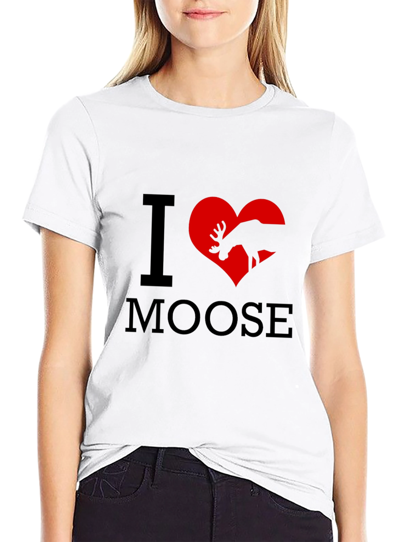 Black I Love Moose Graphic Tee - Black view 9
