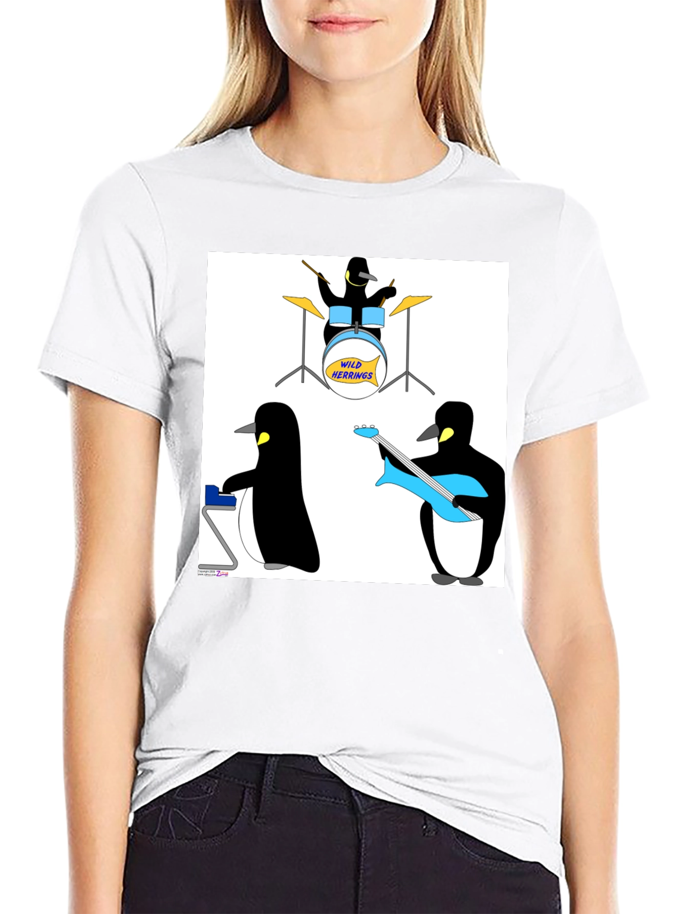 Black Penguin Band Graphic Tee - Black Cotton T-Shirt view 9