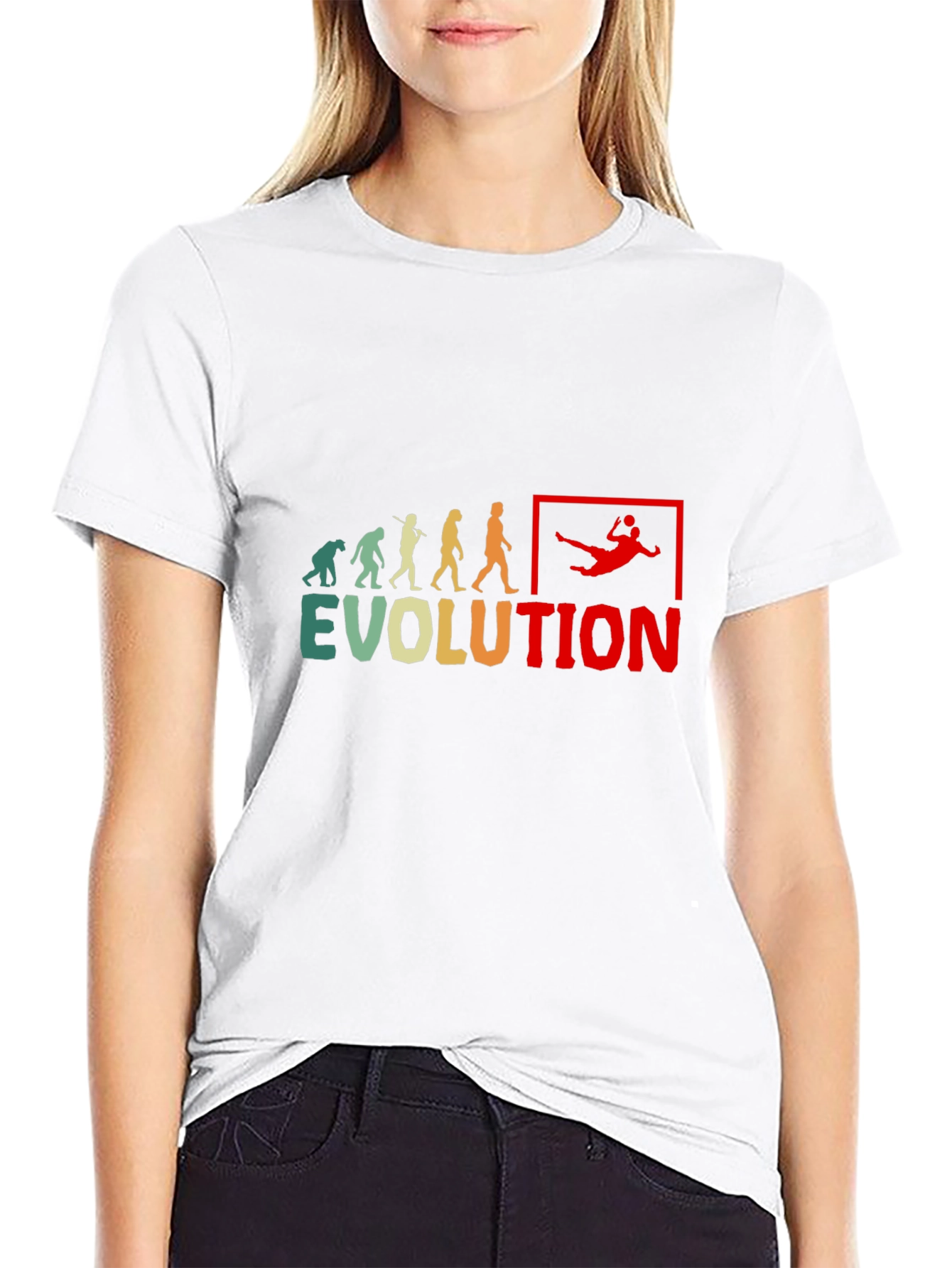 Black Evolution Handball Graphic Tee - Funny Sports T-Shirt view 9