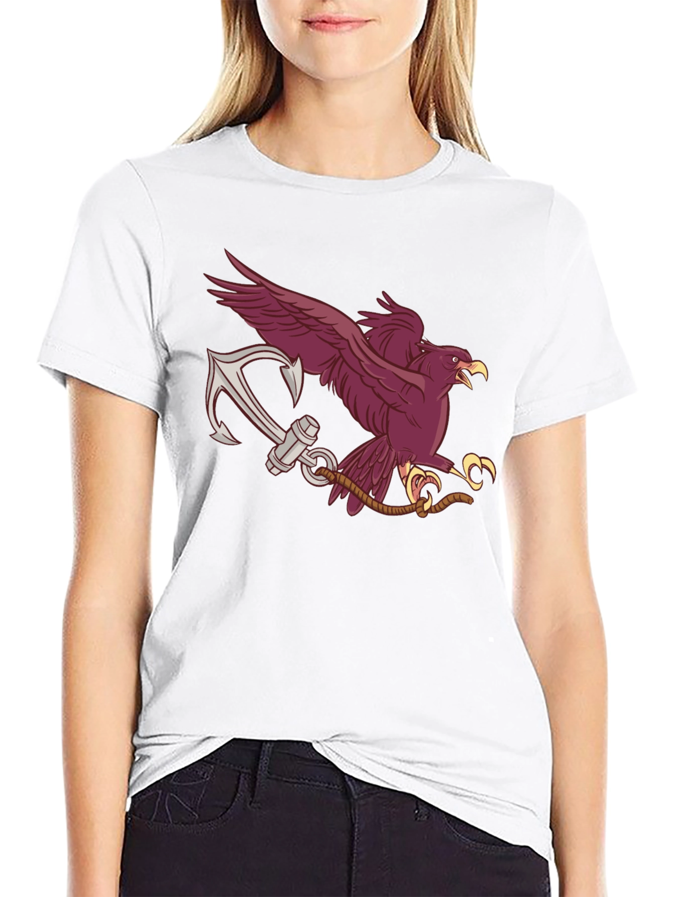 Black Eagle and Anchor Graphic Tee view 9