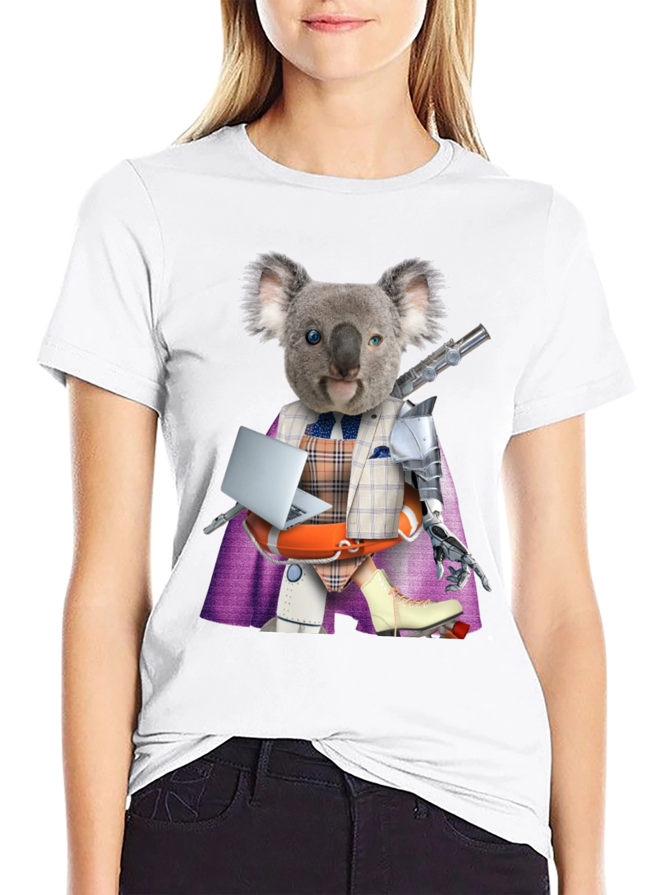 Black Koala Robot T-Shirt - Unique Graphic Tee view 9