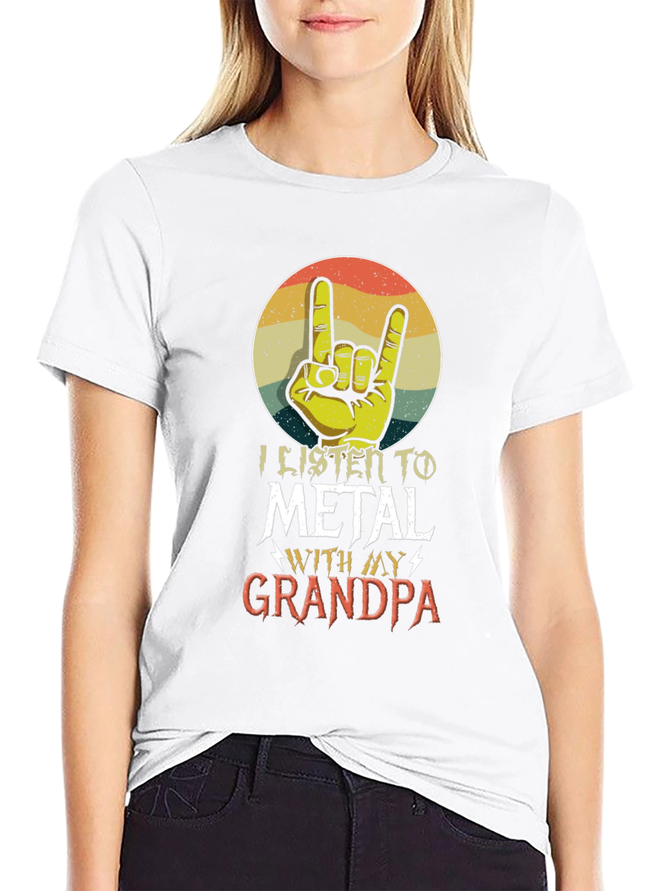 Black I Listen To Metal With My Grandpa T-Shirt view 9