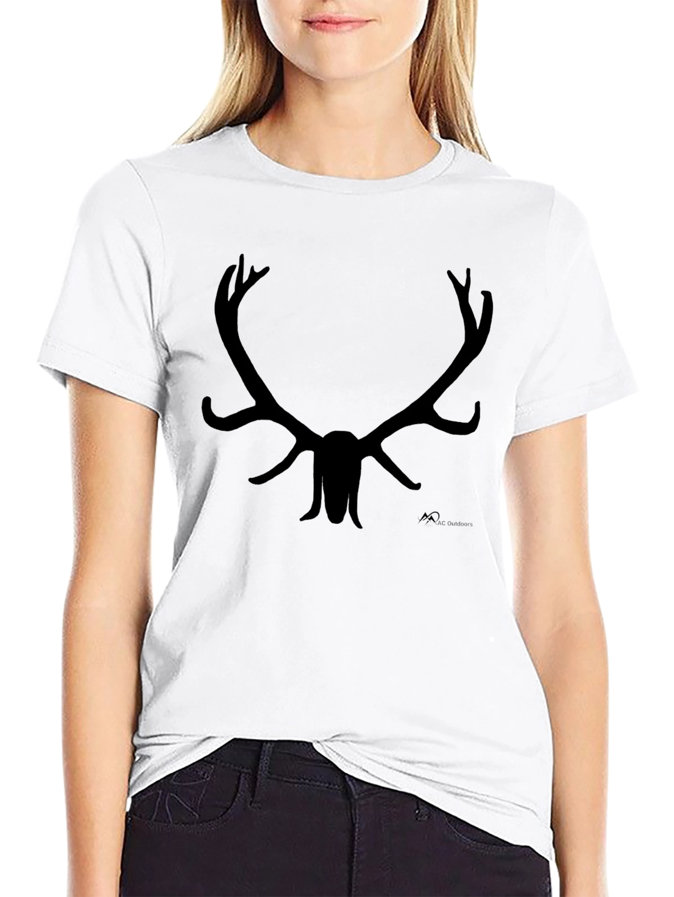 Black Antler Silhouette Black T-Shirt view 9