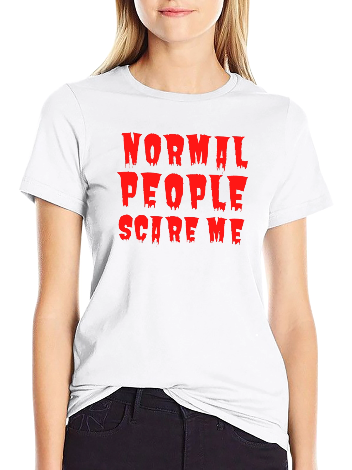 Black Normal People Scare Me T-Shirt - Halloween Tee view 9