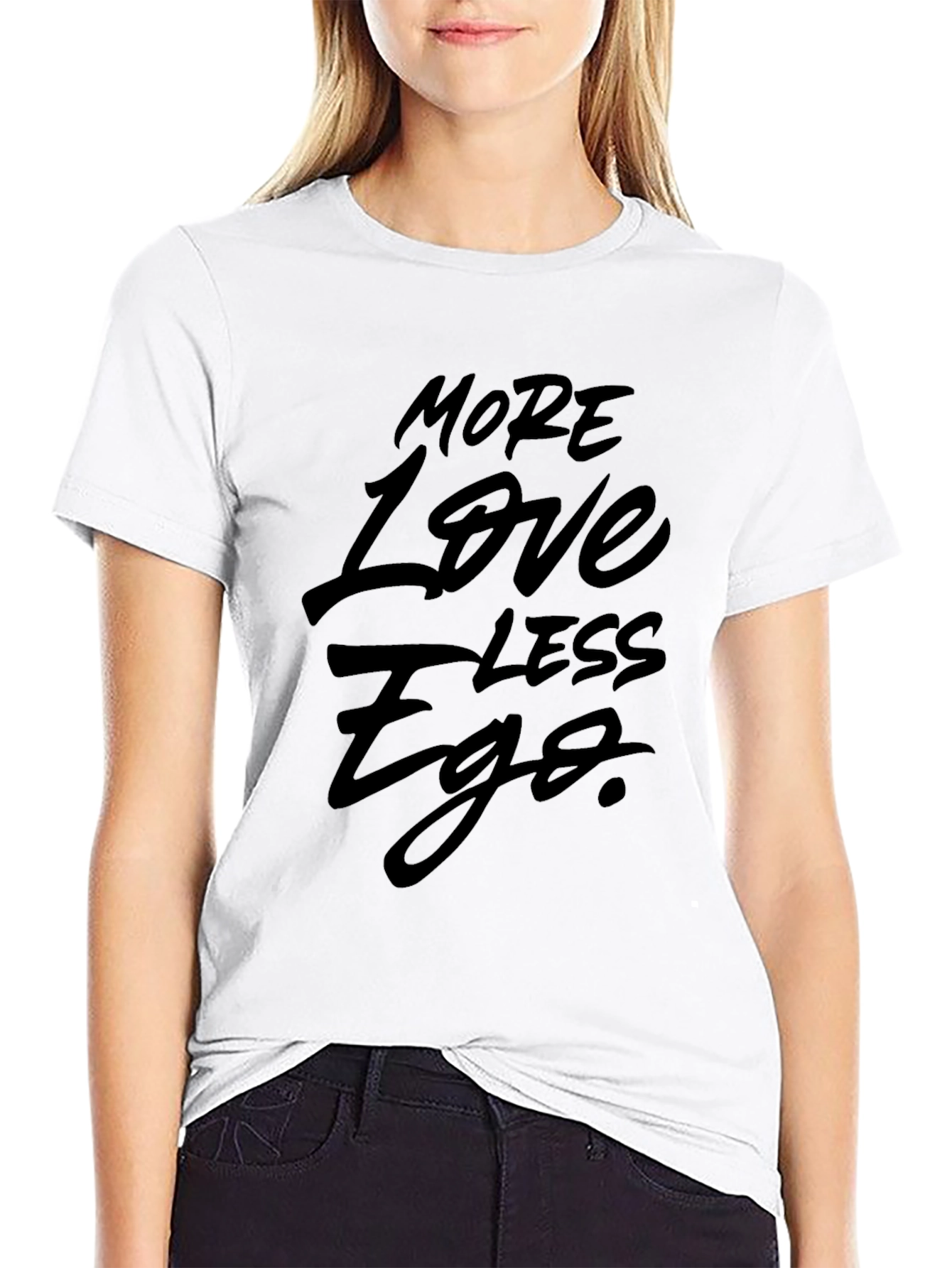 Black More Love Less Ego Graphic T-Shirt - Black view 9