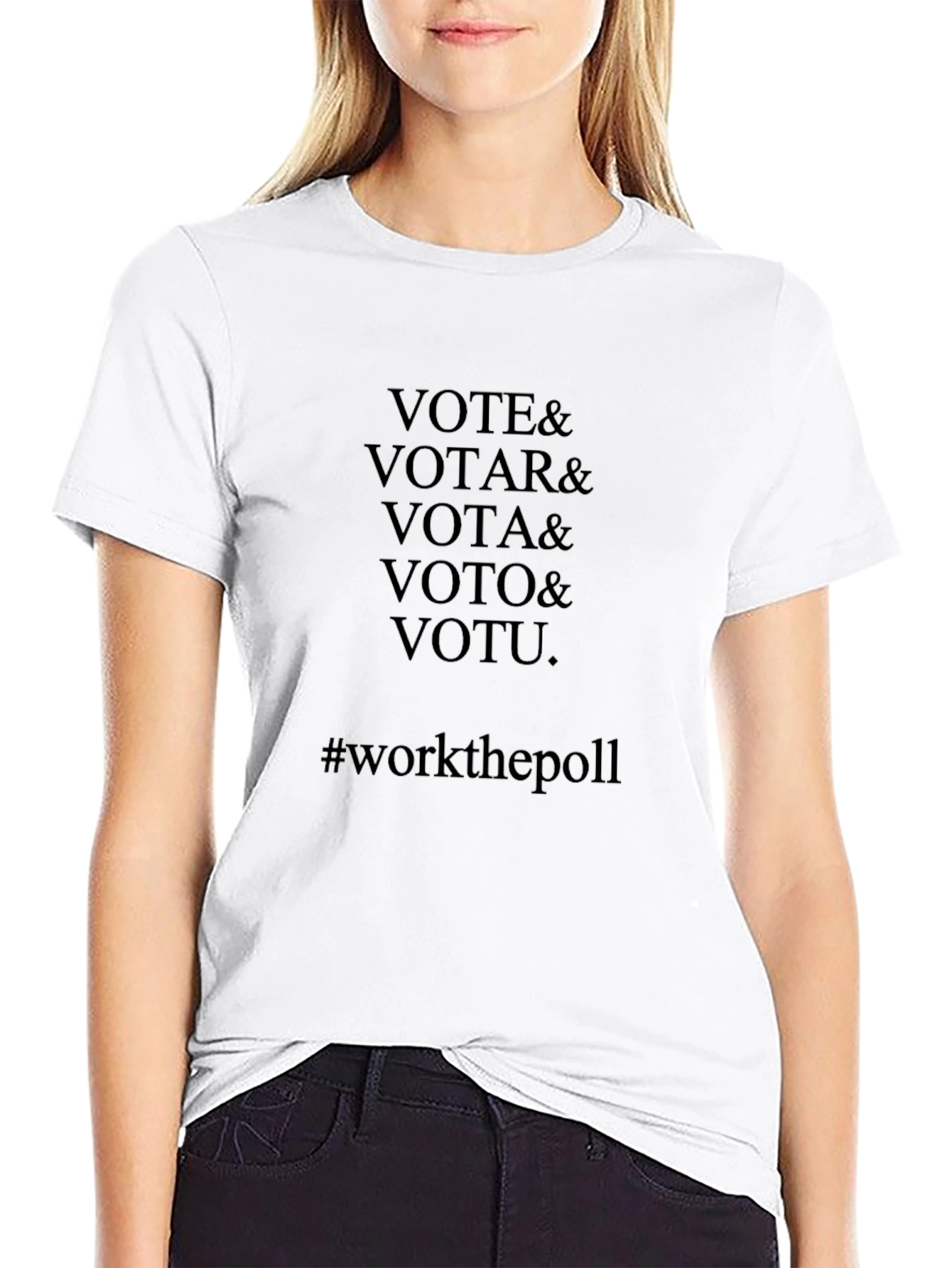 Black Vote in Multiple Languages Black Graphic Tee view 9