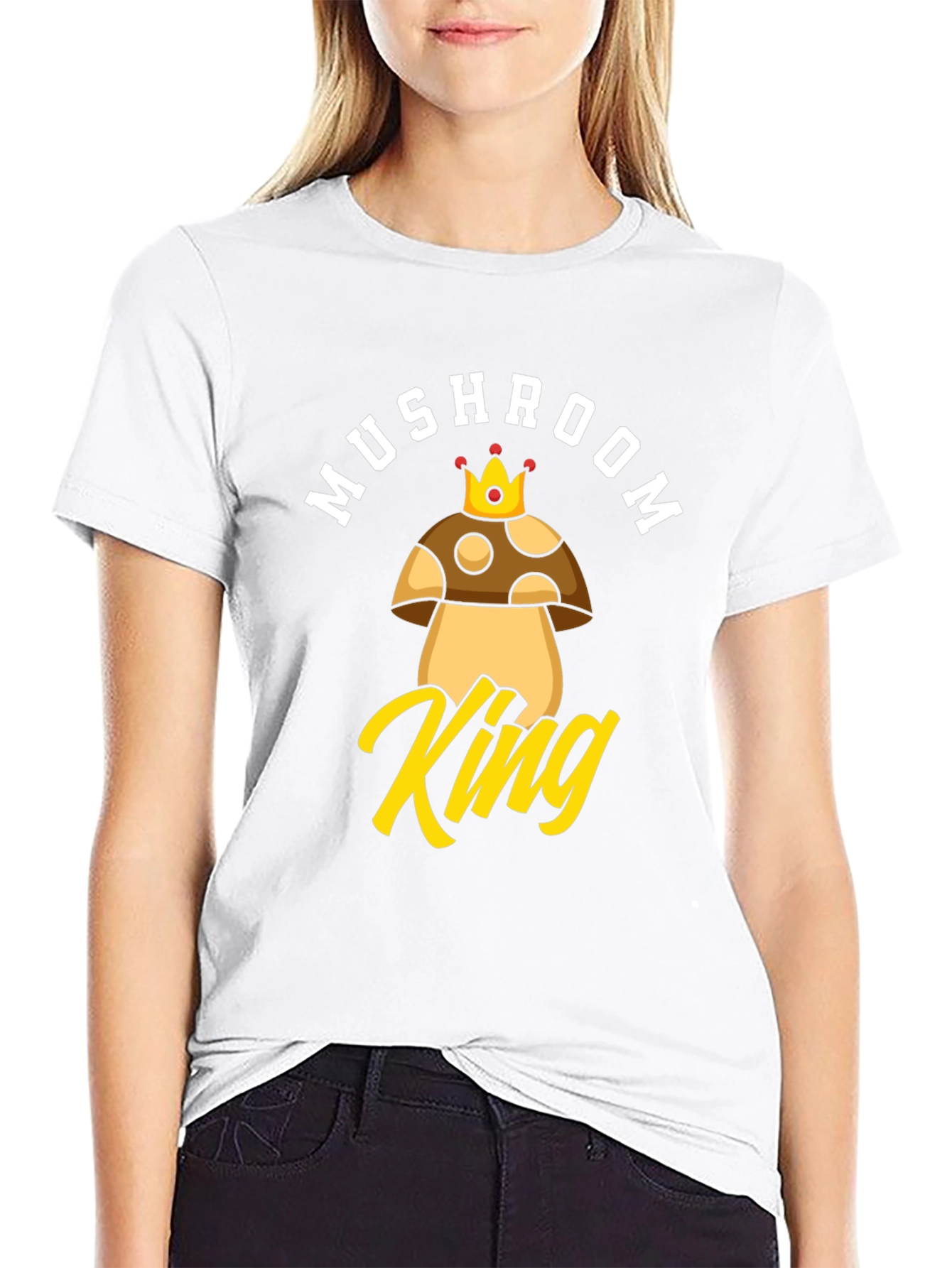 Black Mushroom King Graphic T-Shirt - Funny Novelty Tee view 9