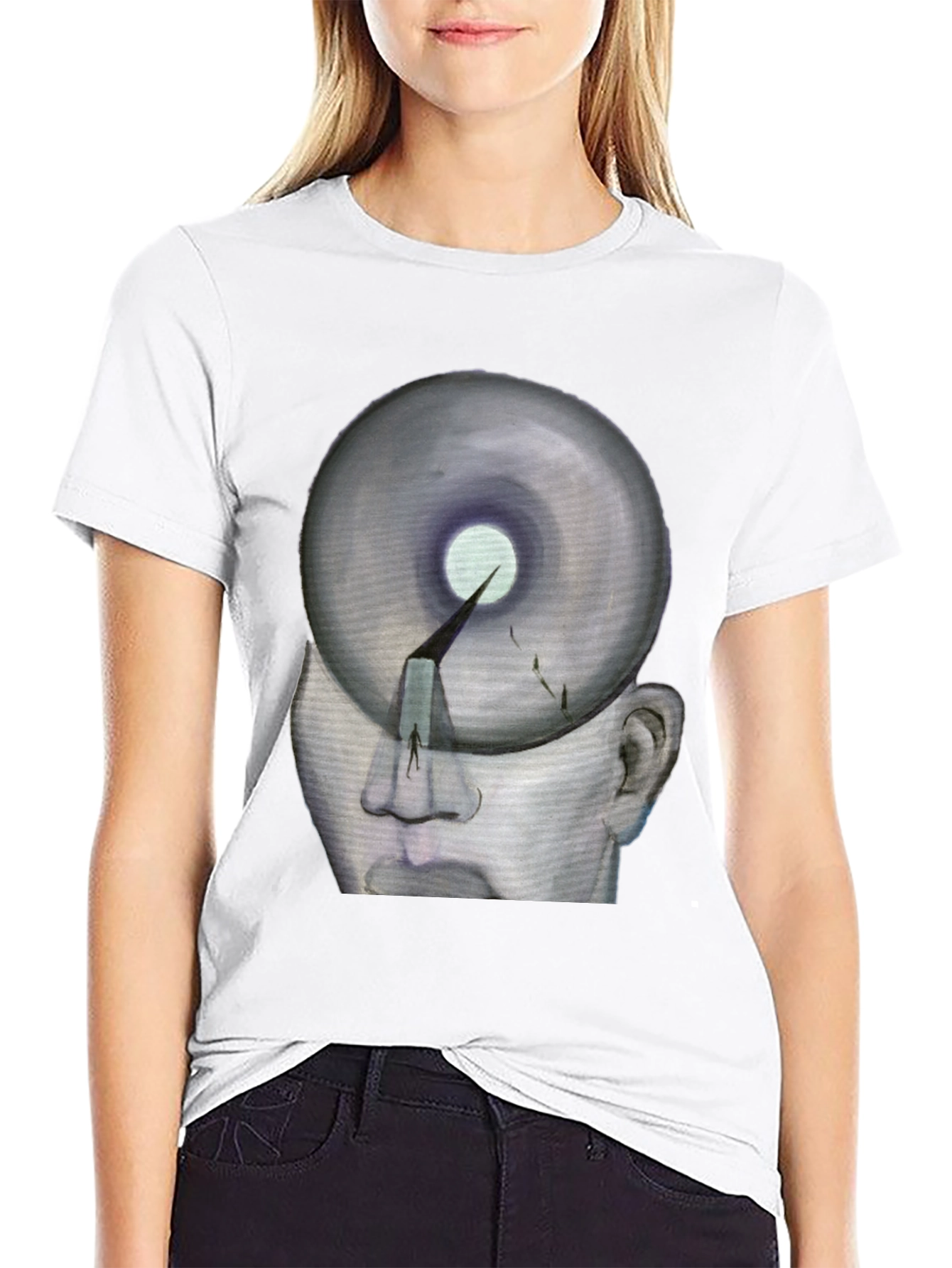 Black Surreal Head Graphic T-Shirt view 9