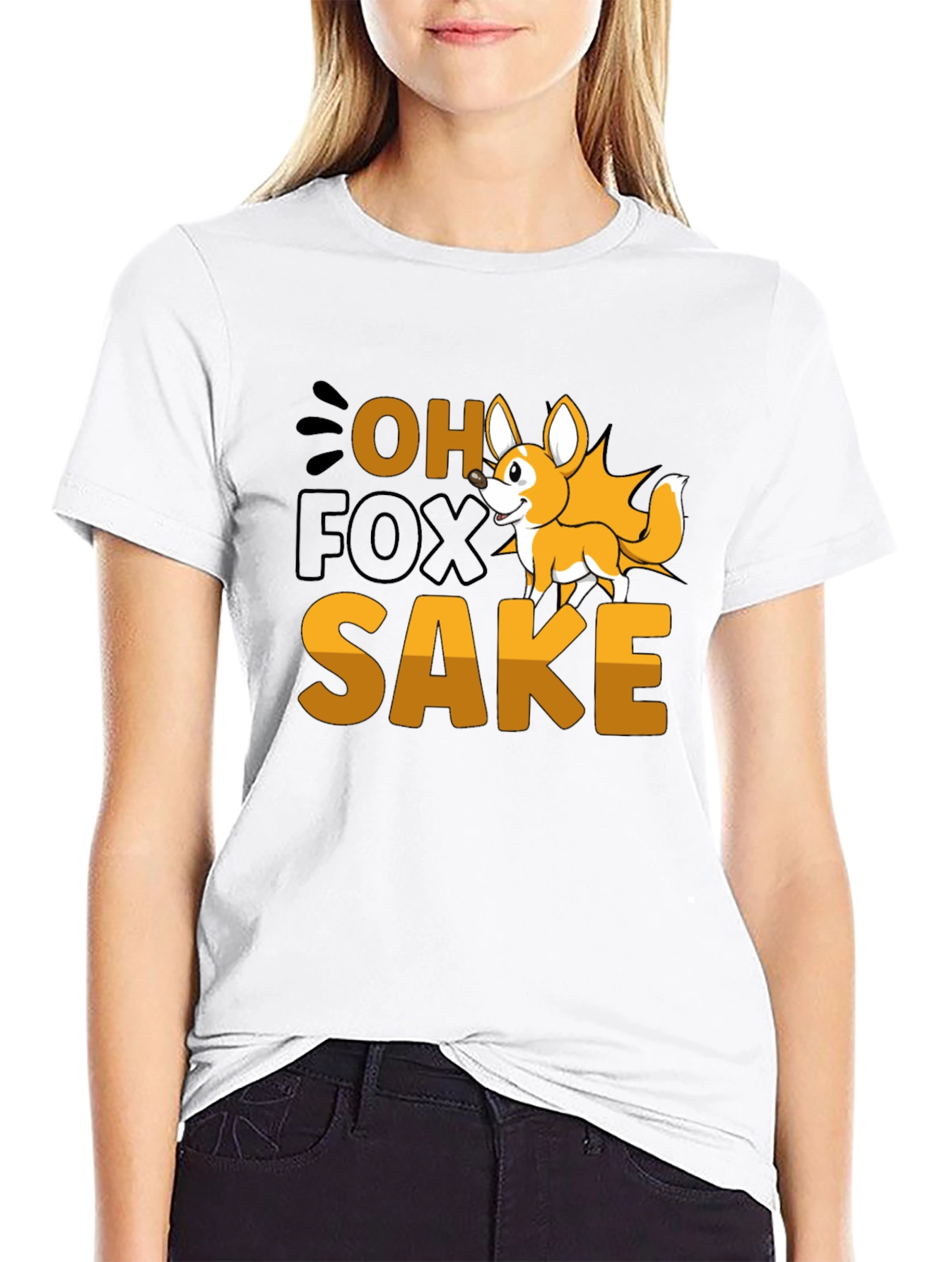 Black Oh Fox Sake T-Shirt - Funny Animal Pun Tee view 9