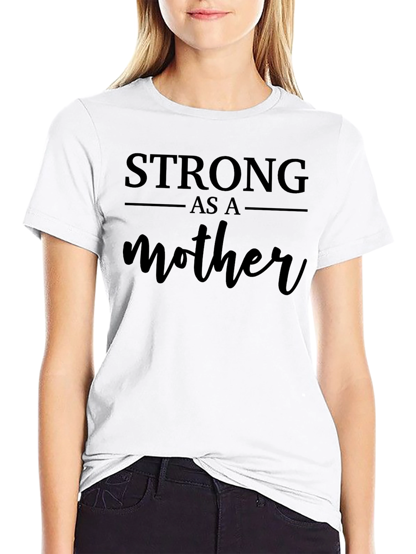 Black Strong As A Mother T-Shirt - Black view 9