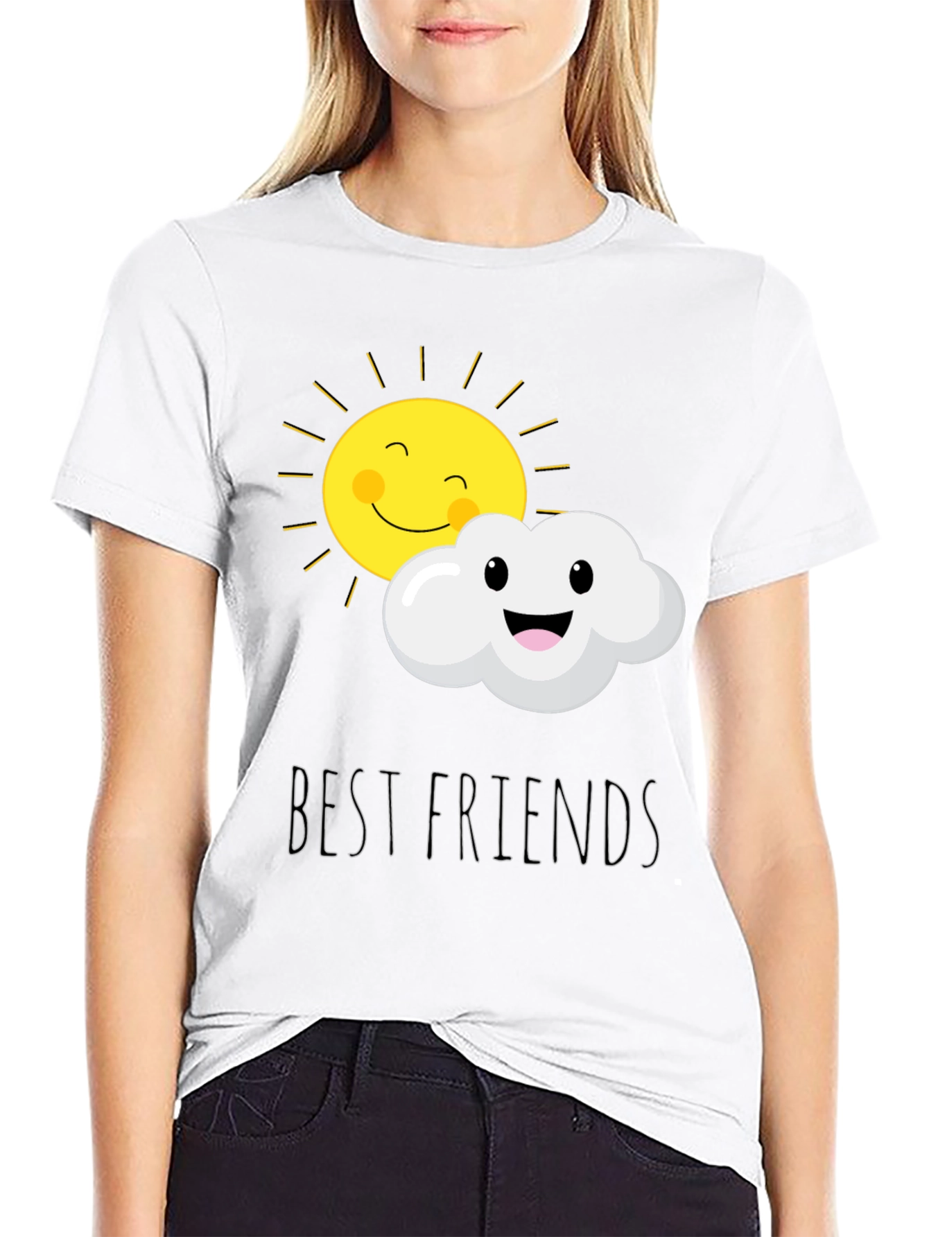 Black Best Friends Sun and Cloud Graphic T-Shirt view 9